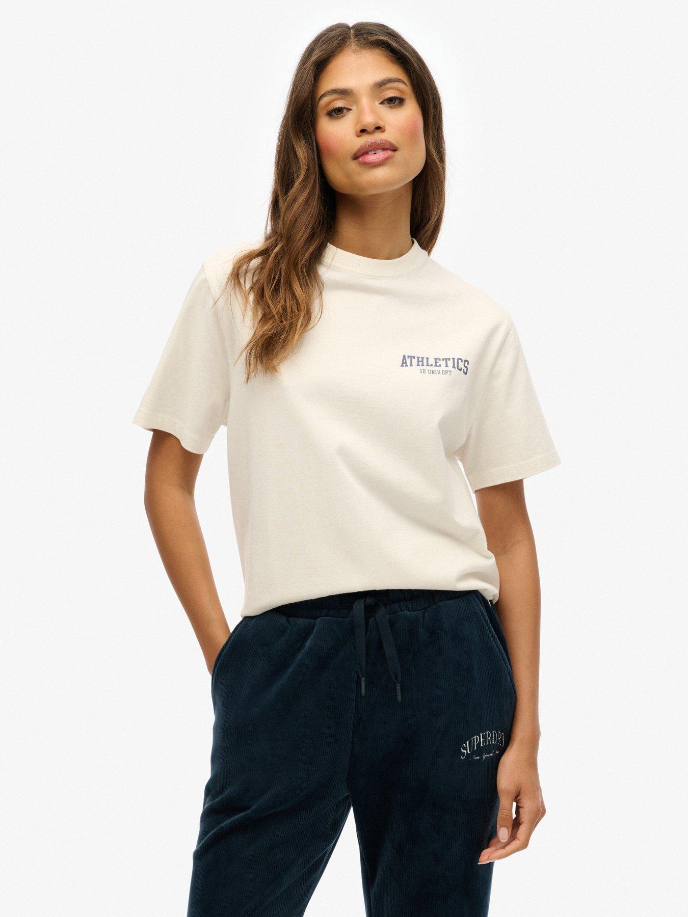 Superdry Athletic Essentials Oversized T-Shirt - Desert Bone Off White