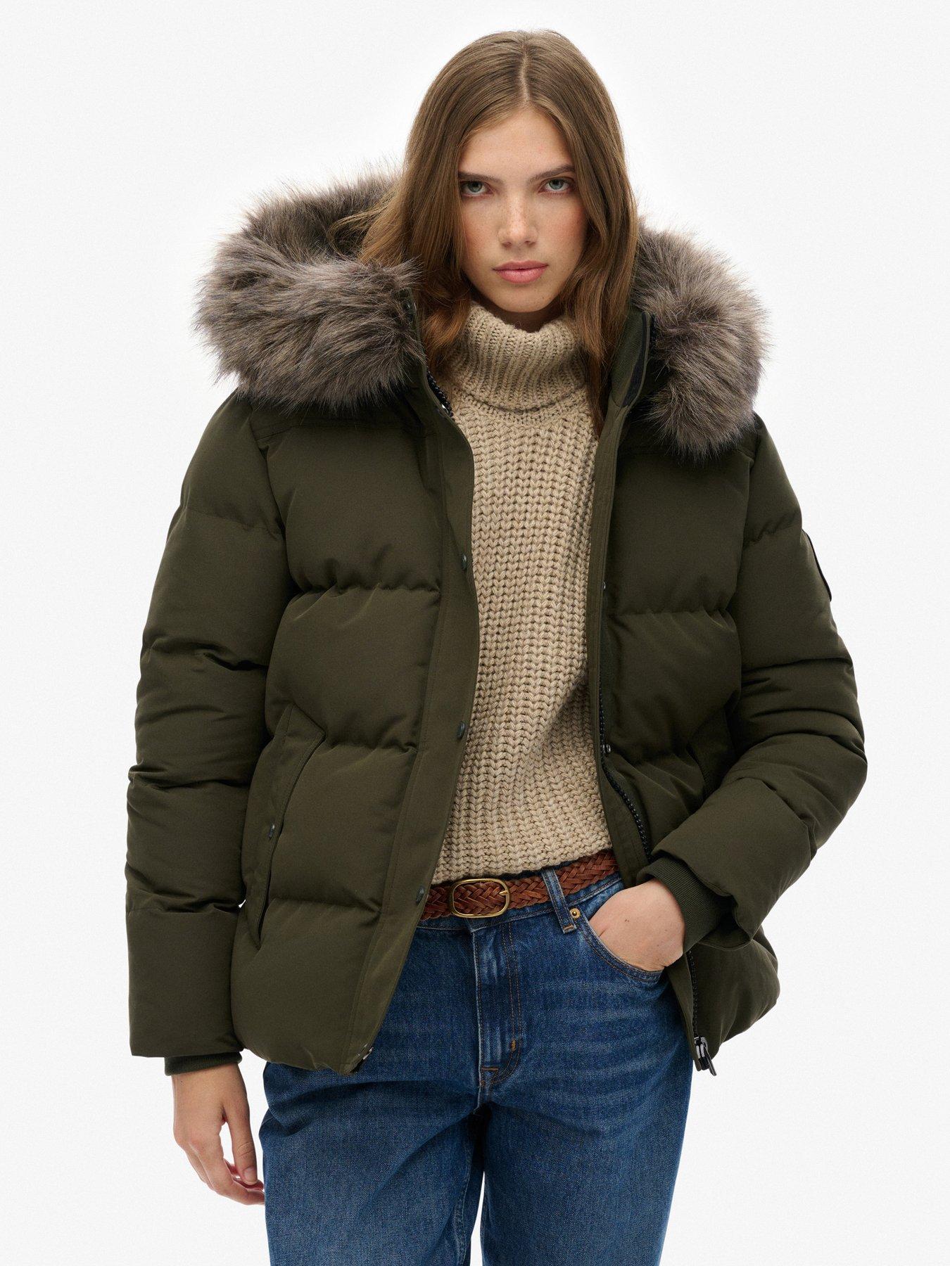 Superdry Everest 5 Baffle Puffer Jacket - Army Khaki Green
