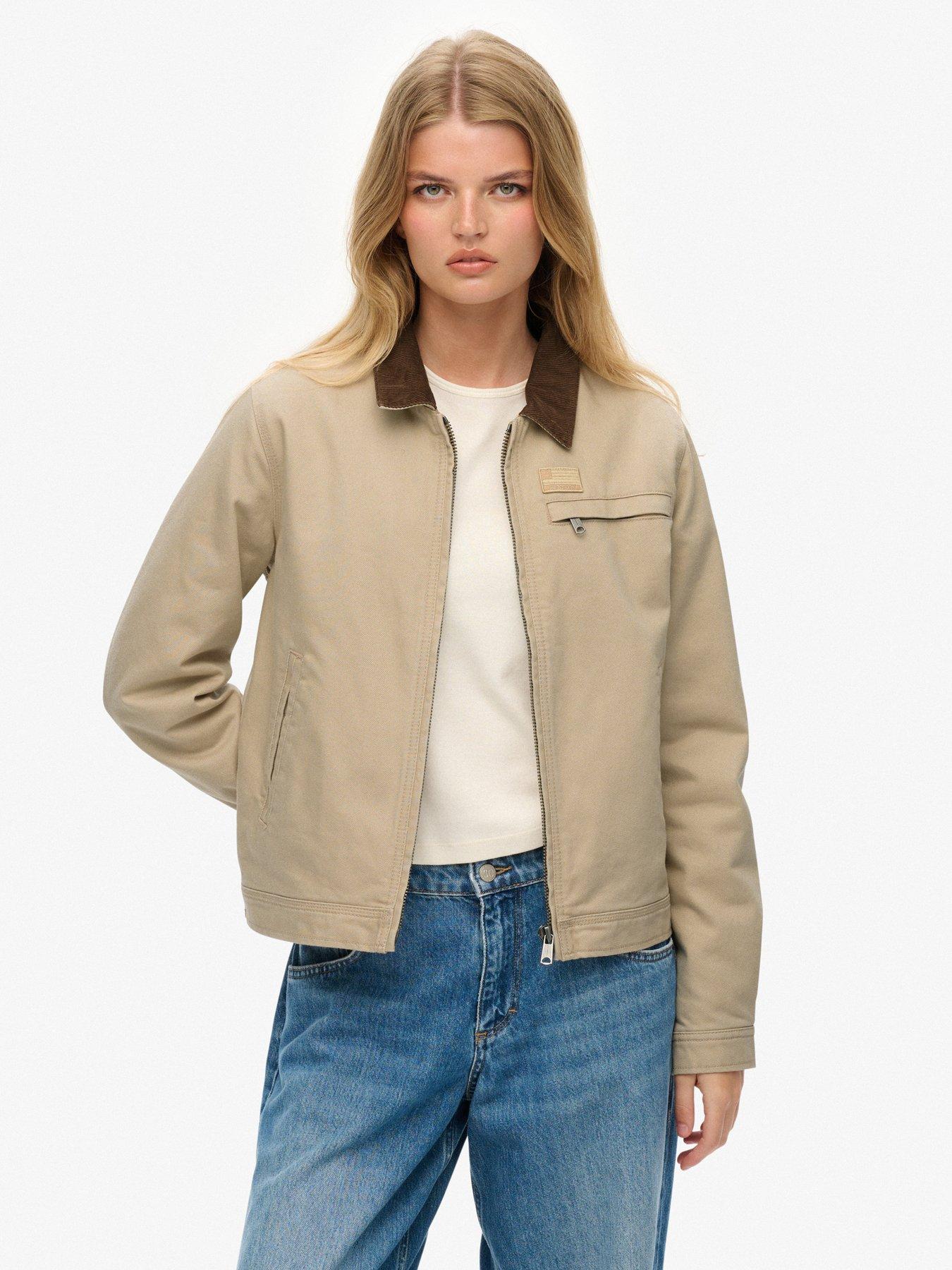 Superdry Cord Collar Quilt Ranch Jacket - Humus Beige