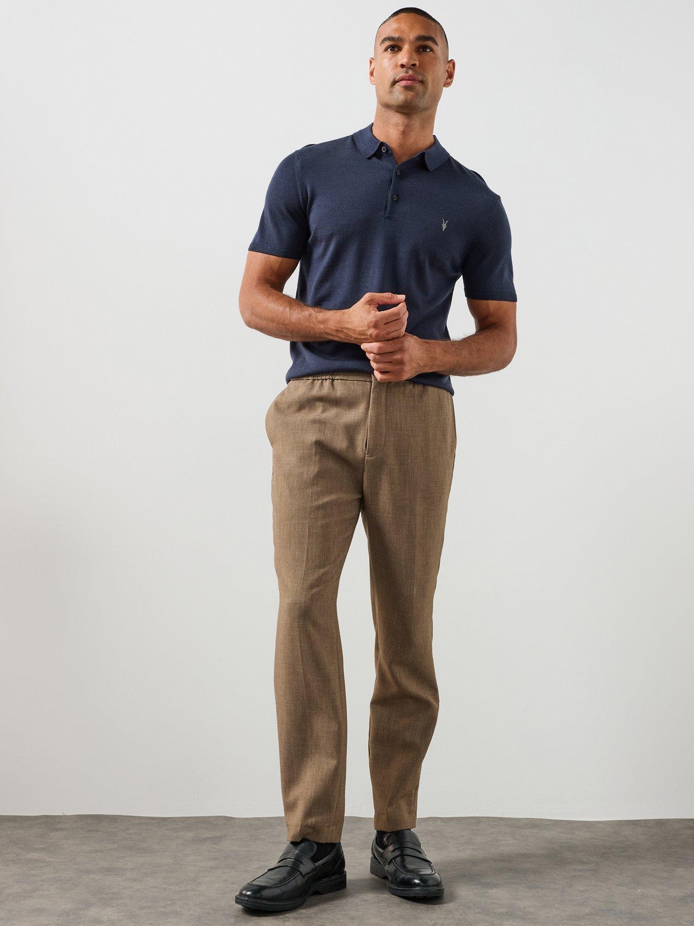 Image 3 of 6 of AllSaints All Saints Mode Merino Short Sleeve Polo Shirt - Navy