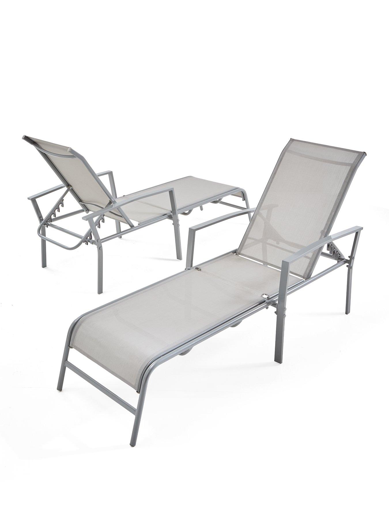Image 2 of 7 of The Very Collection Set Of 2 Adjustable Loungers - Silver Grey