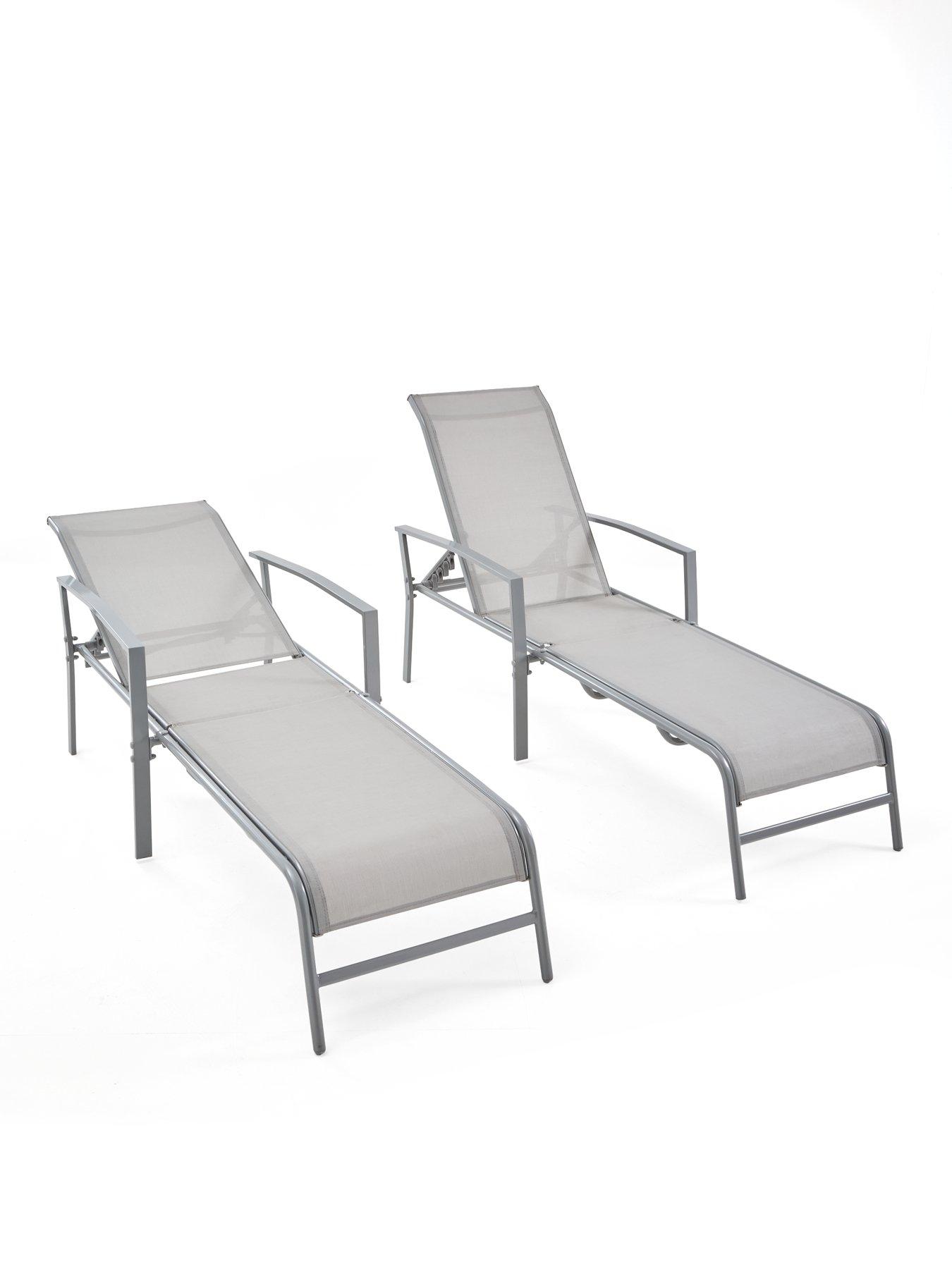 Image 3 of 7 of The Very Collection Set Of 2 Adjustable Loungers - Silver Grey