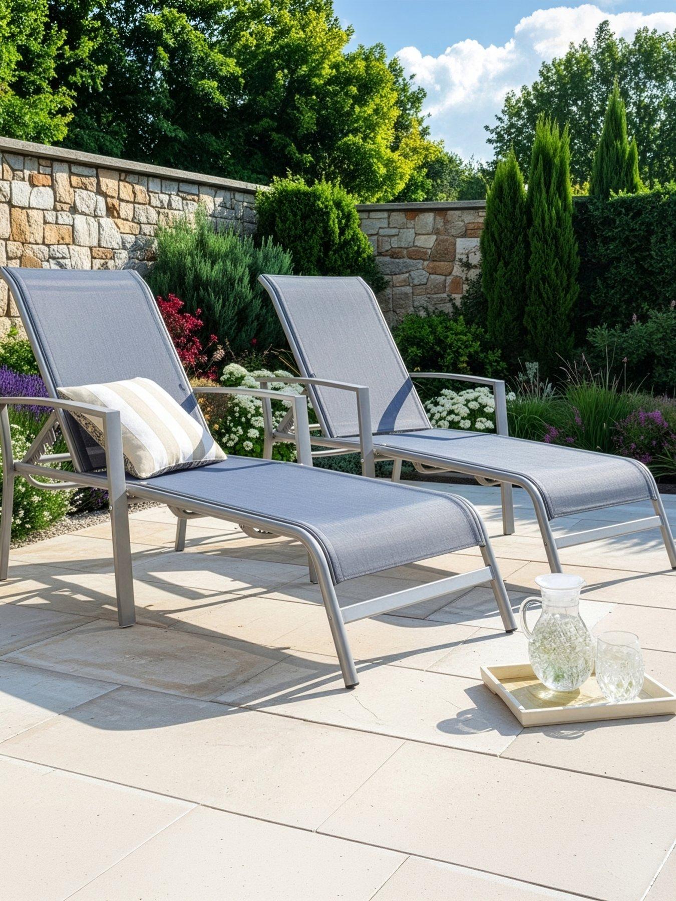 Image 1 of 7 of The Very Collection Set 2 Adjustable Loungers- Navy