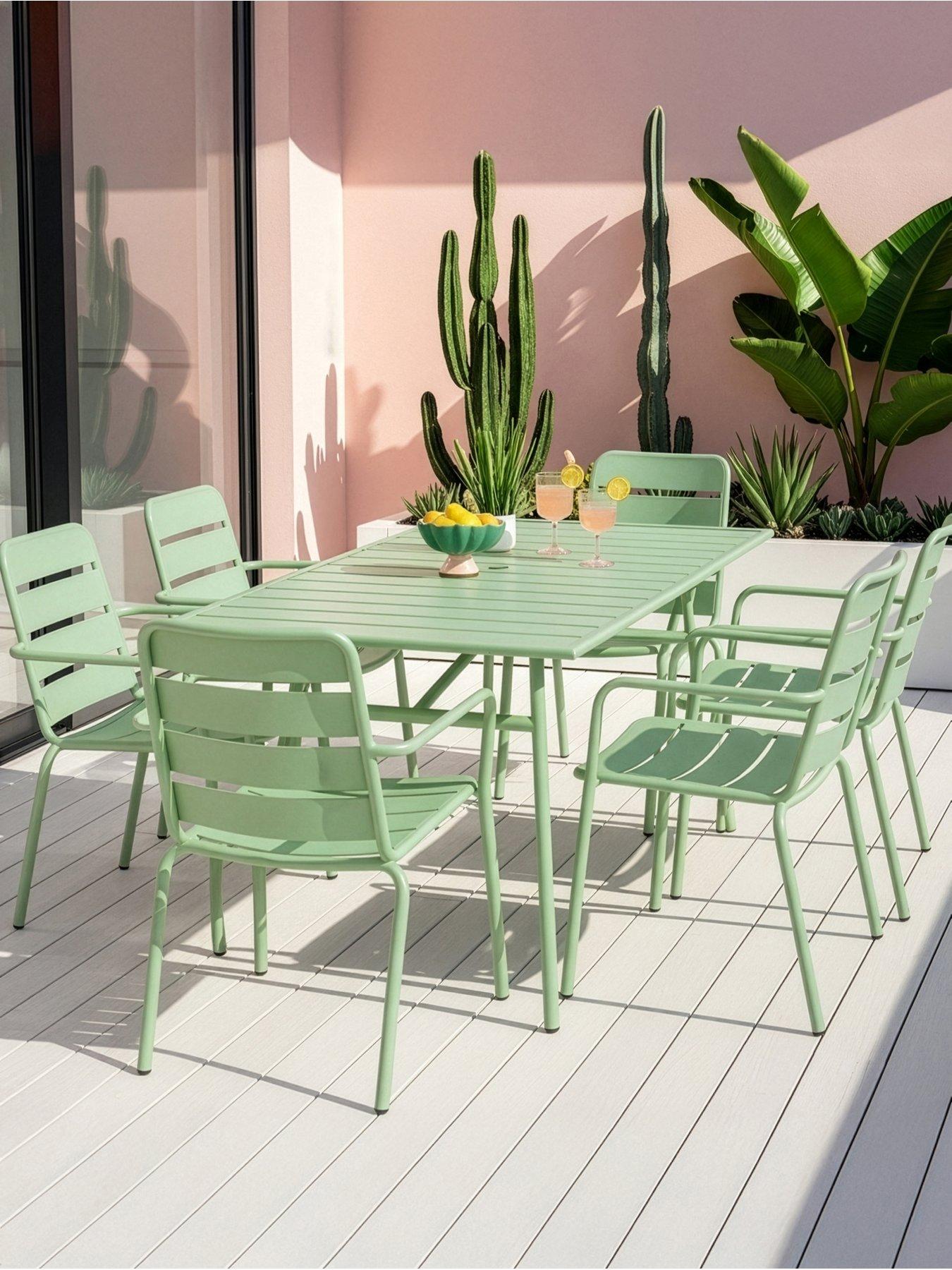 The Very Collection Palma 6 Seater Patio Set - Soft Green