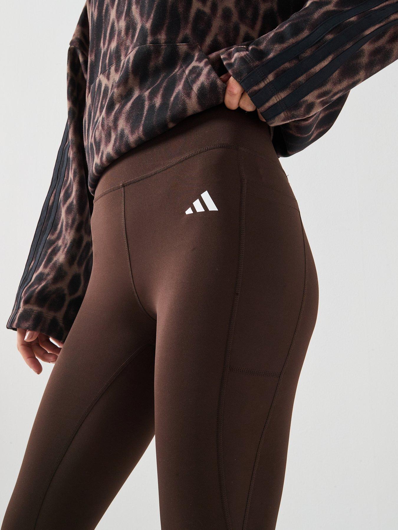 Image 4 of 6 of adidas Womens Training Workout Essentials Tights - Brown