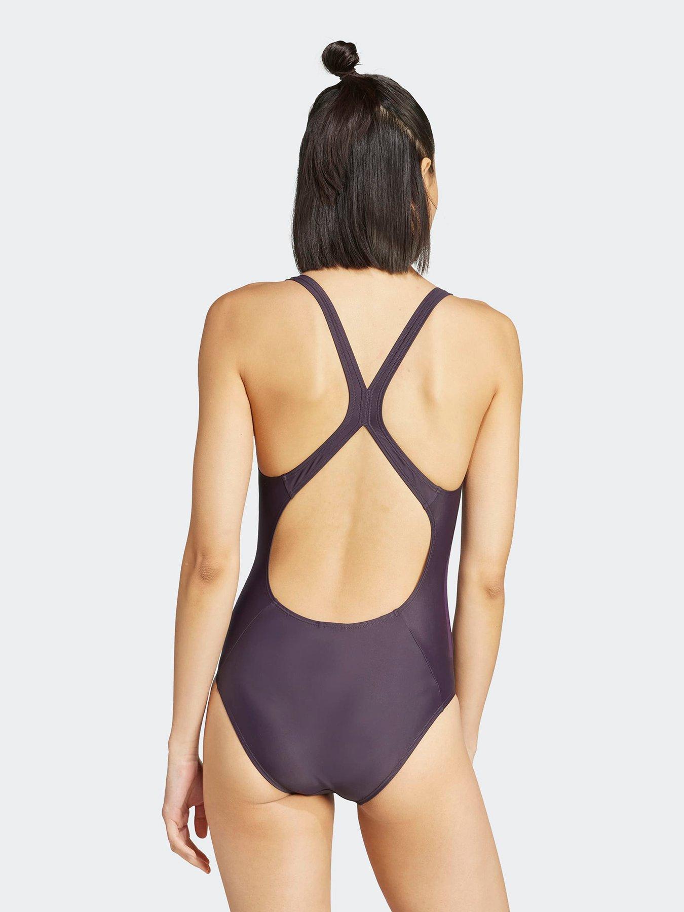Image 2 of 6 of adidas Womens Swim 3 Stripe Swimsuit
