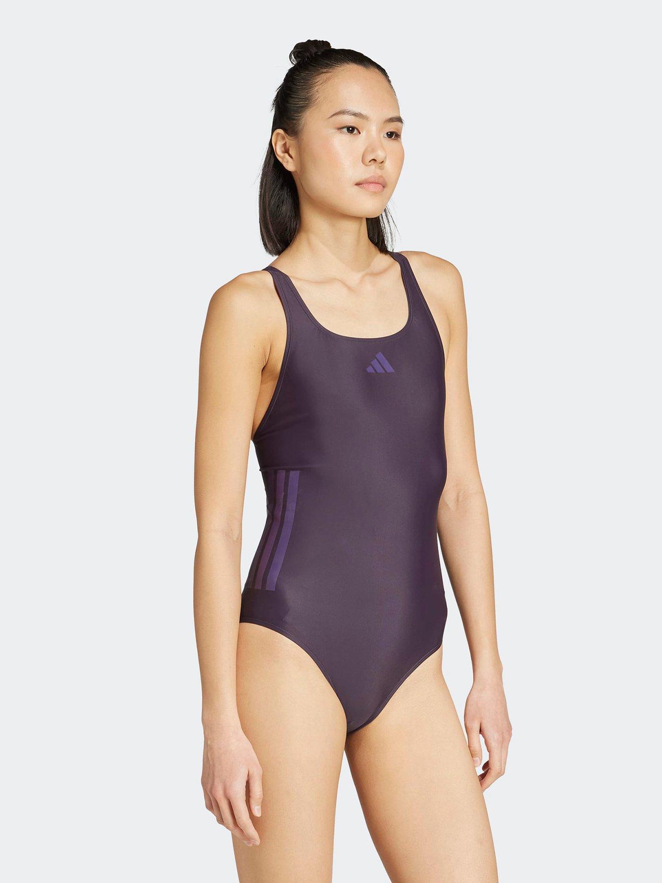 Image 3 of 6 of adidas Womens Swim 3 Stripe Swimsuit
