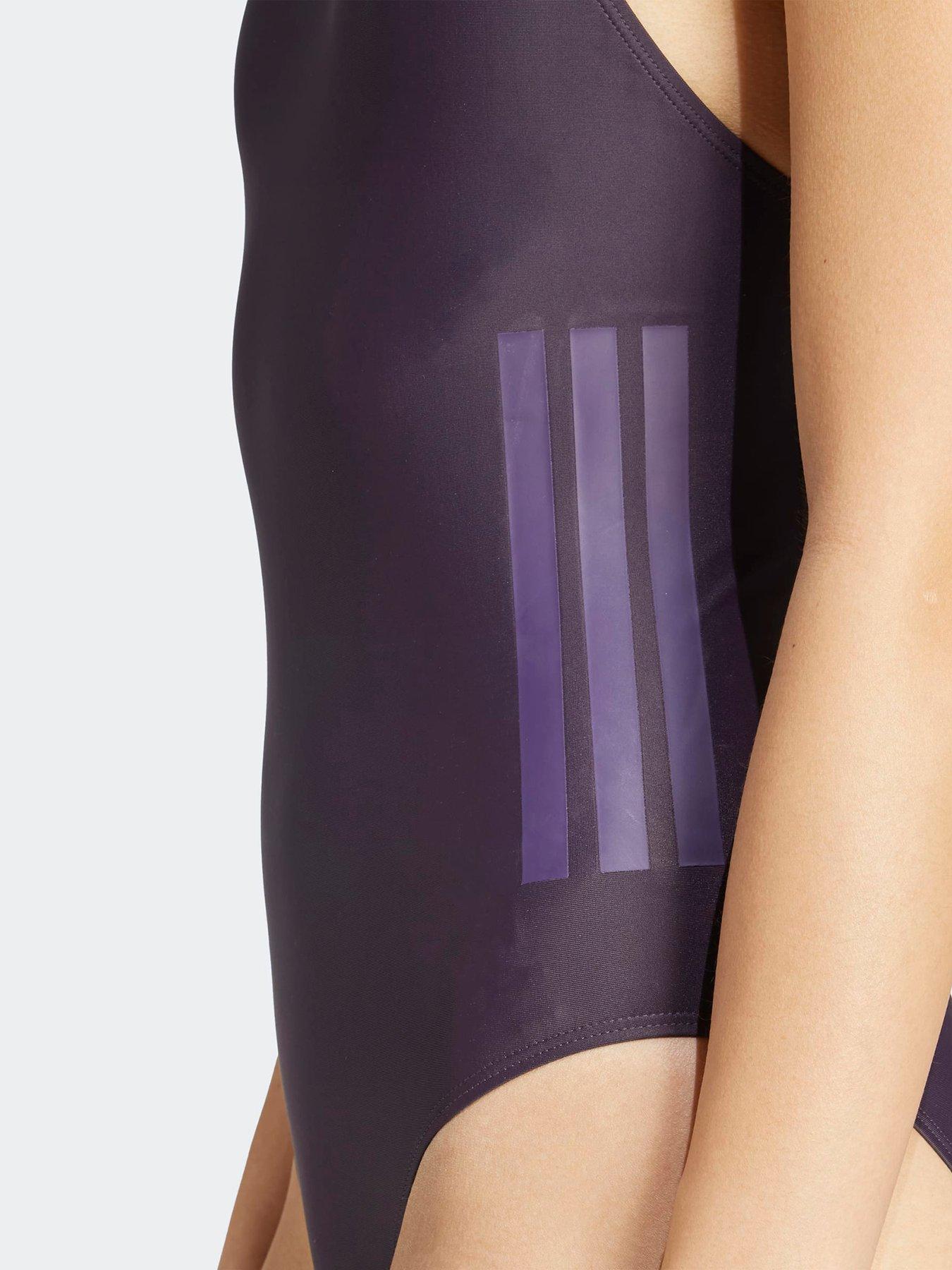 Image 5 of 6 of adidas Womens Swim 3 Stripe Swimsuit