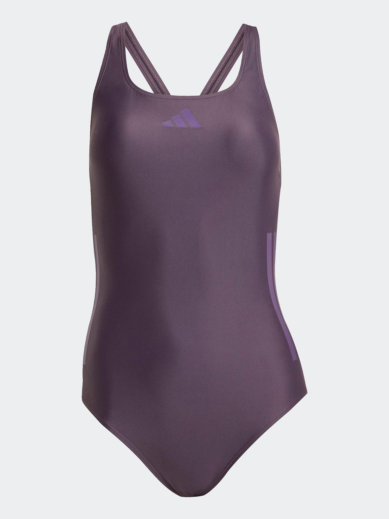 Image 6 of 6 of adidas Womens Swim 3 Stripe Swimsuit