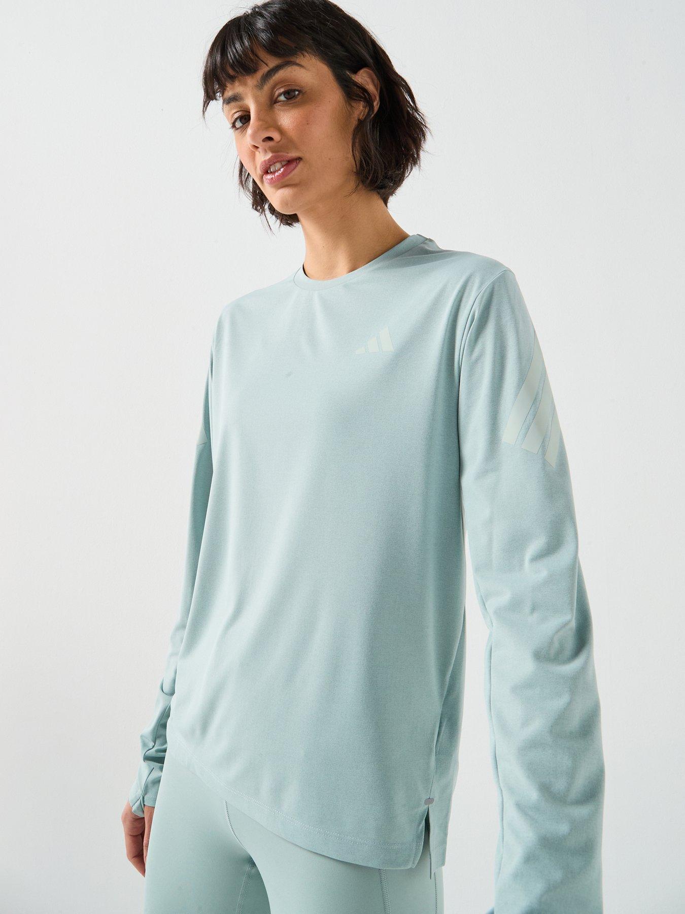 adidas Womens Running Adi365 Iconic Stripes Long Sleeve T-Shirt - Green