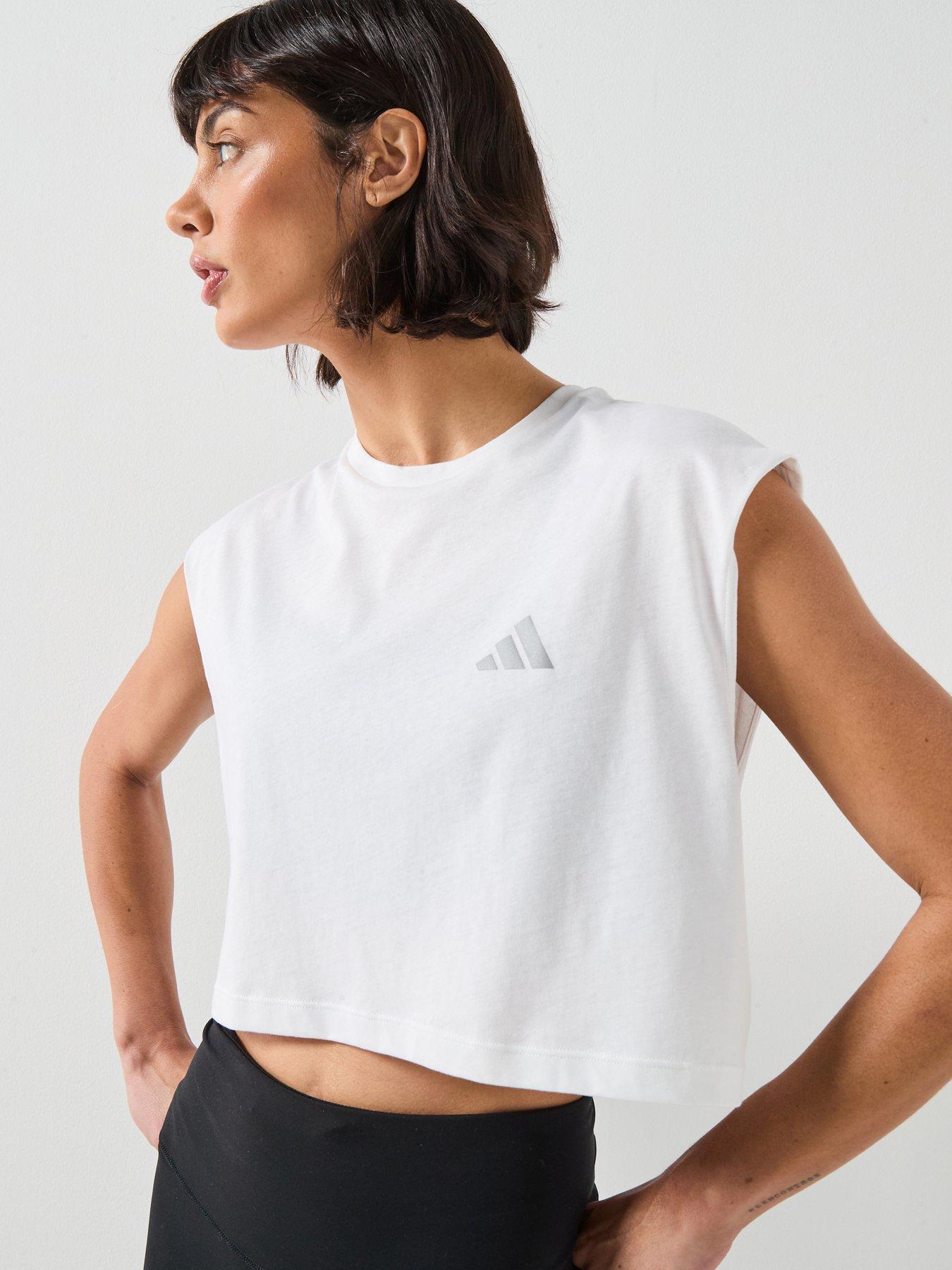 adidas Womens Running Adi365 Essentials Crop T-Shirt, White, Size S, Women