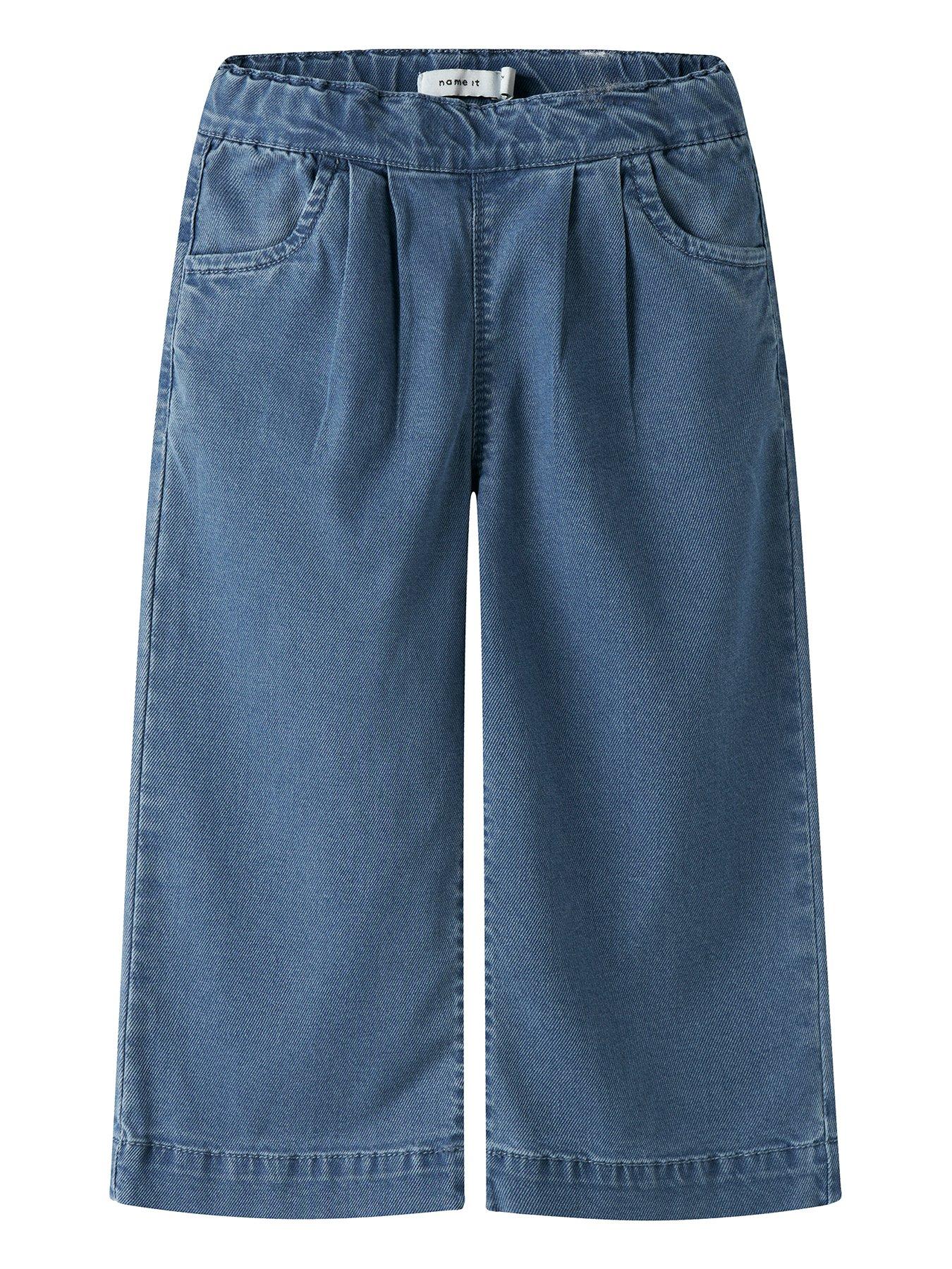 Name It Mini Girls Bella Wide Leg Pull Up Jeans - Blue