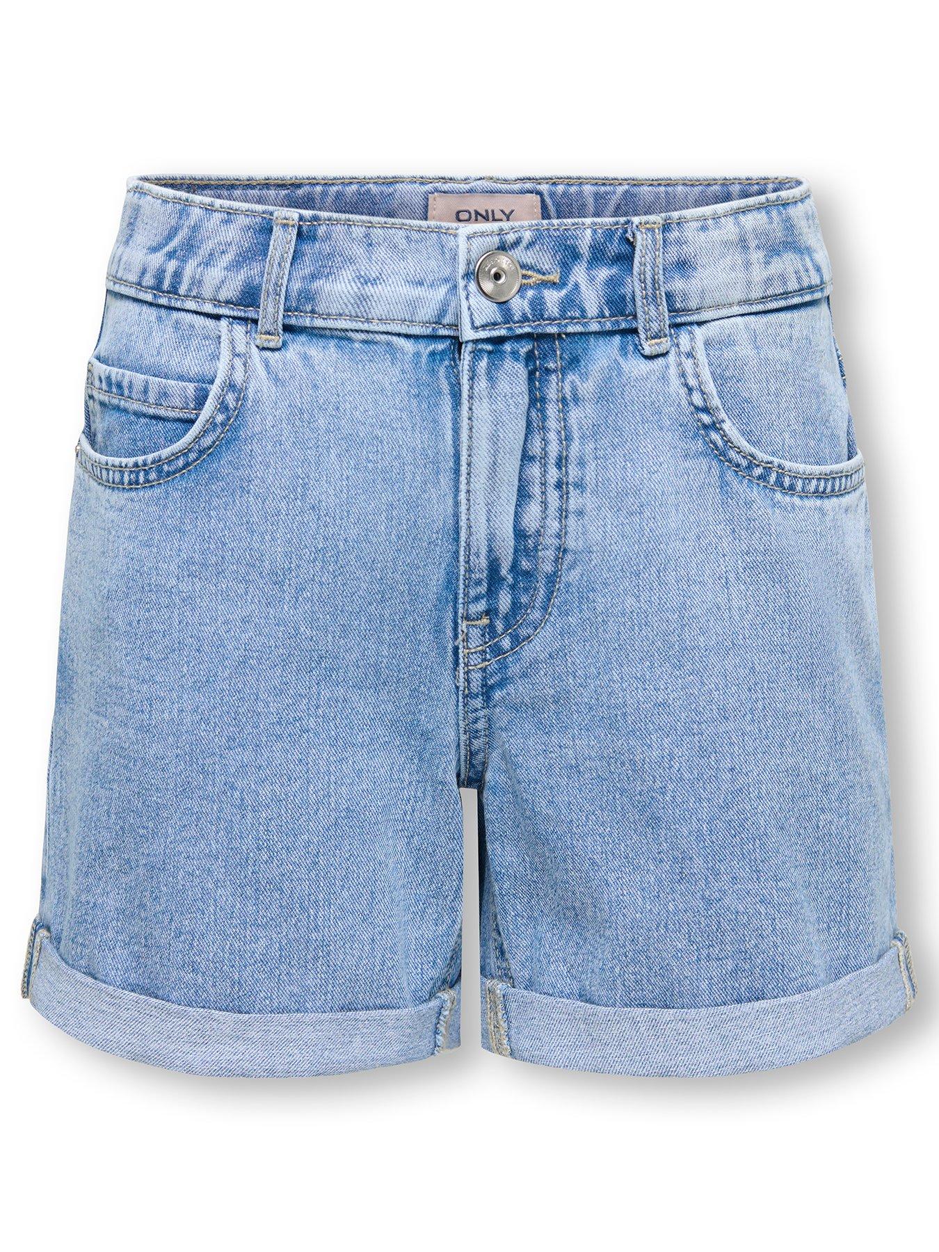 Image 2 of 7 of Only Kids Girls Mom Denim Shorts - Light Blue