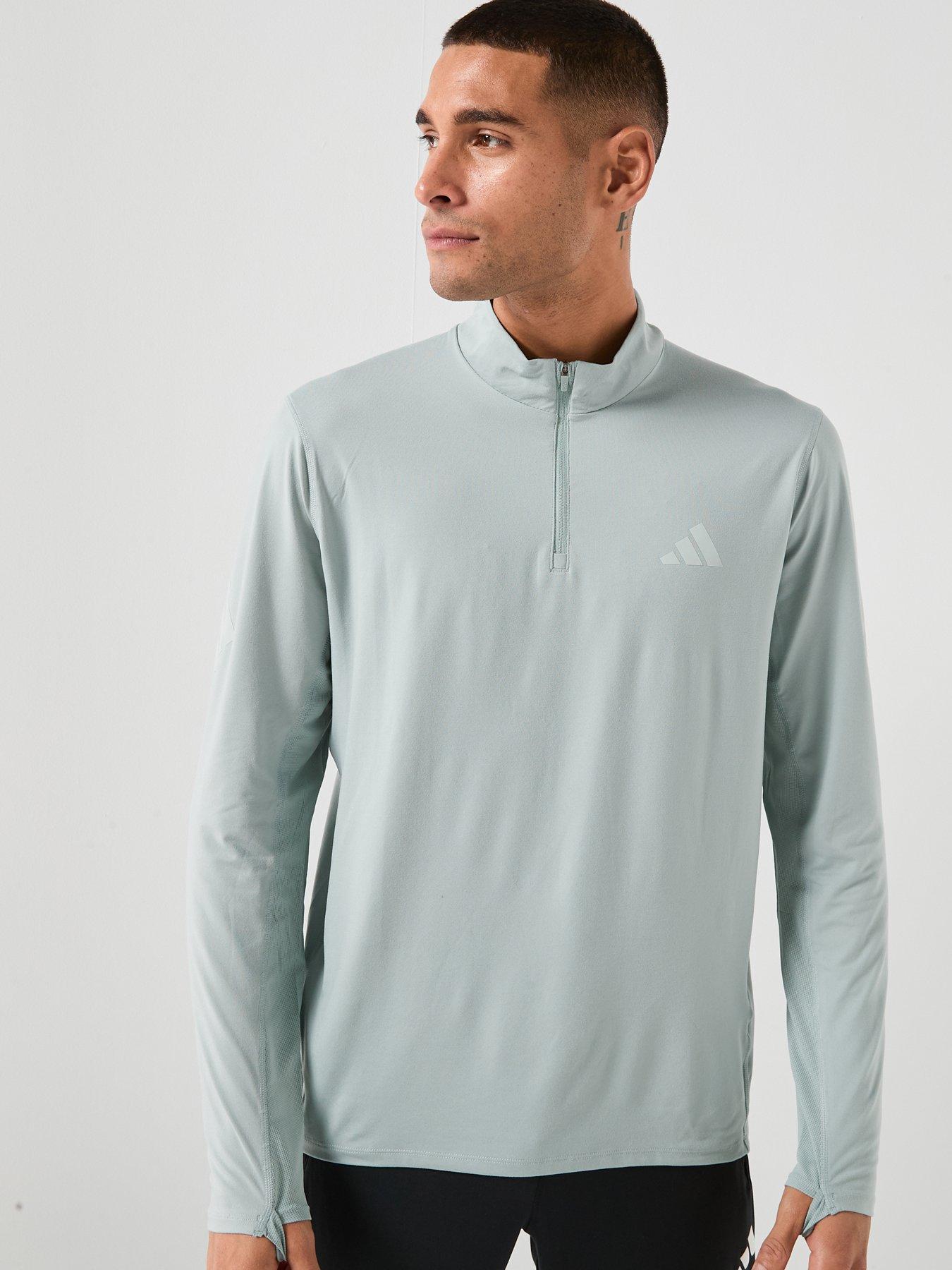 adidas Mens Running Adi365 Iconic Stripes Zip Top - Green