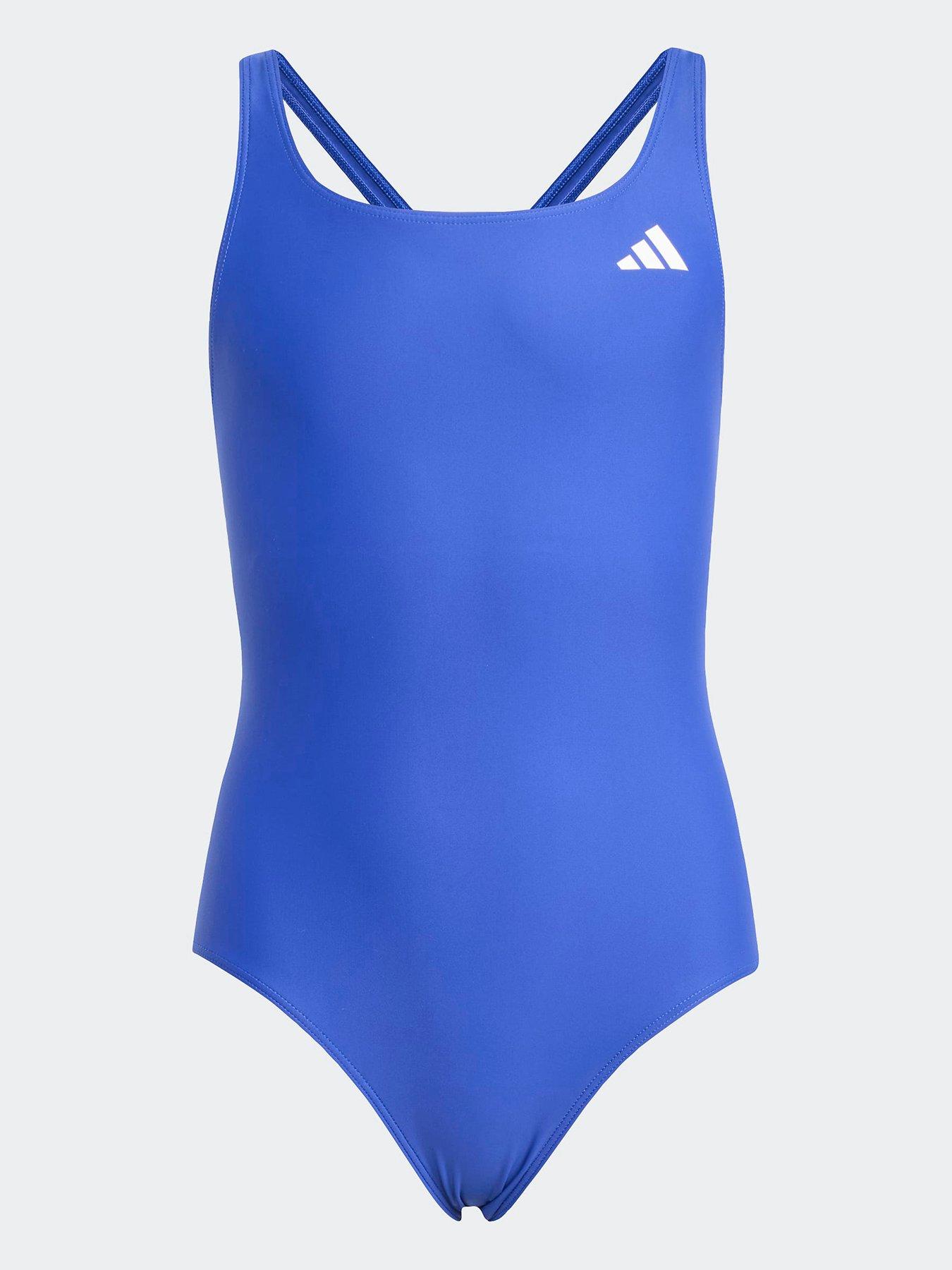 Image 1 of 6 of adidas Junior Girls Essentials V Back Swimsuit - Blue