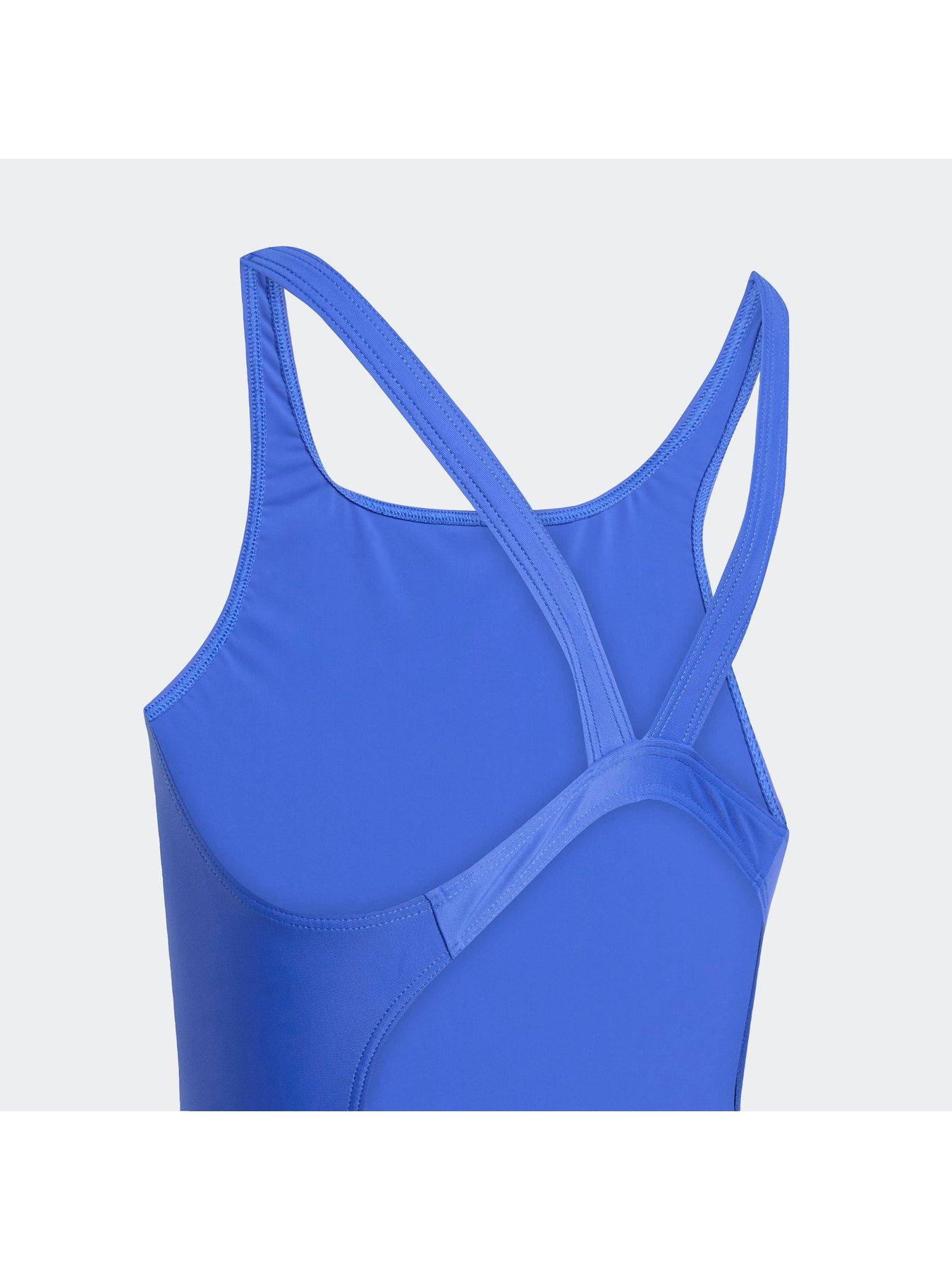 Image 4 of 6 of adidas Junior Girls Essentials V Back Swimsuit - Blue