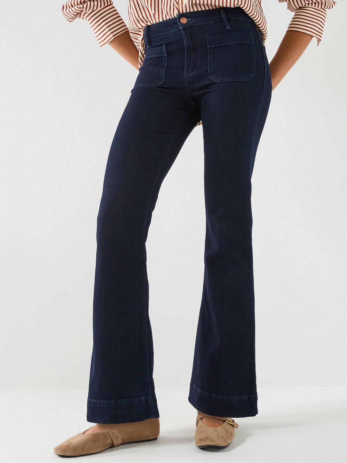 Image 1 of 6 of Wrangler Flare Jeans - Soft Moonlight Blue