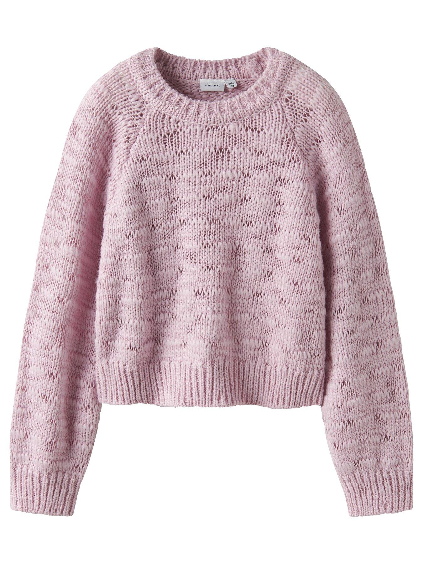 Image 2 of 4 of Name It Girls Open Knit Jumper - Light Pink