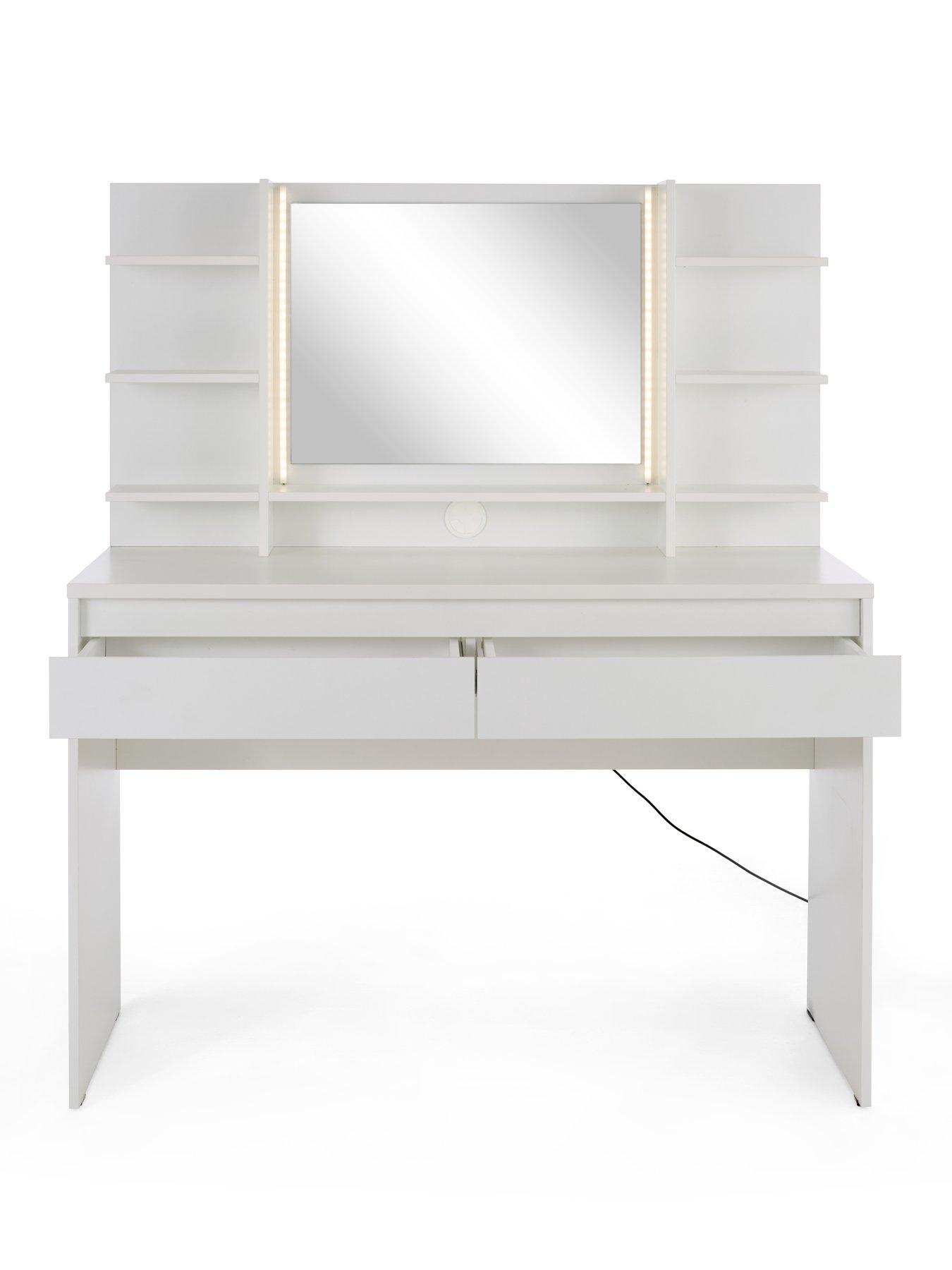 Image 4 of 7 of The Very Collection Lisson Lit Dressing Table with Mirror - White - FSC&reg; Certified