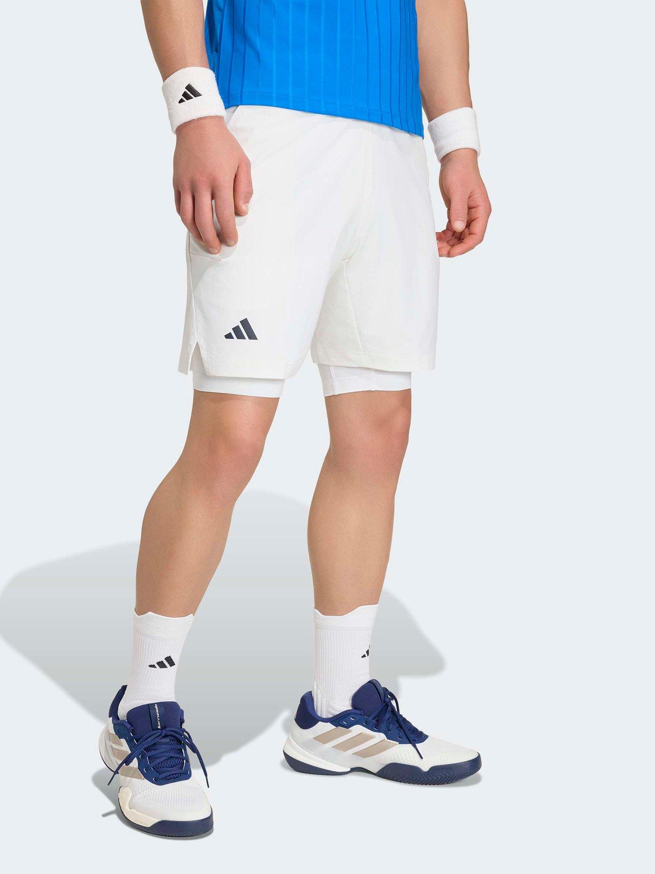 Adidas Mens Tennis Shorts 2-In-1- White