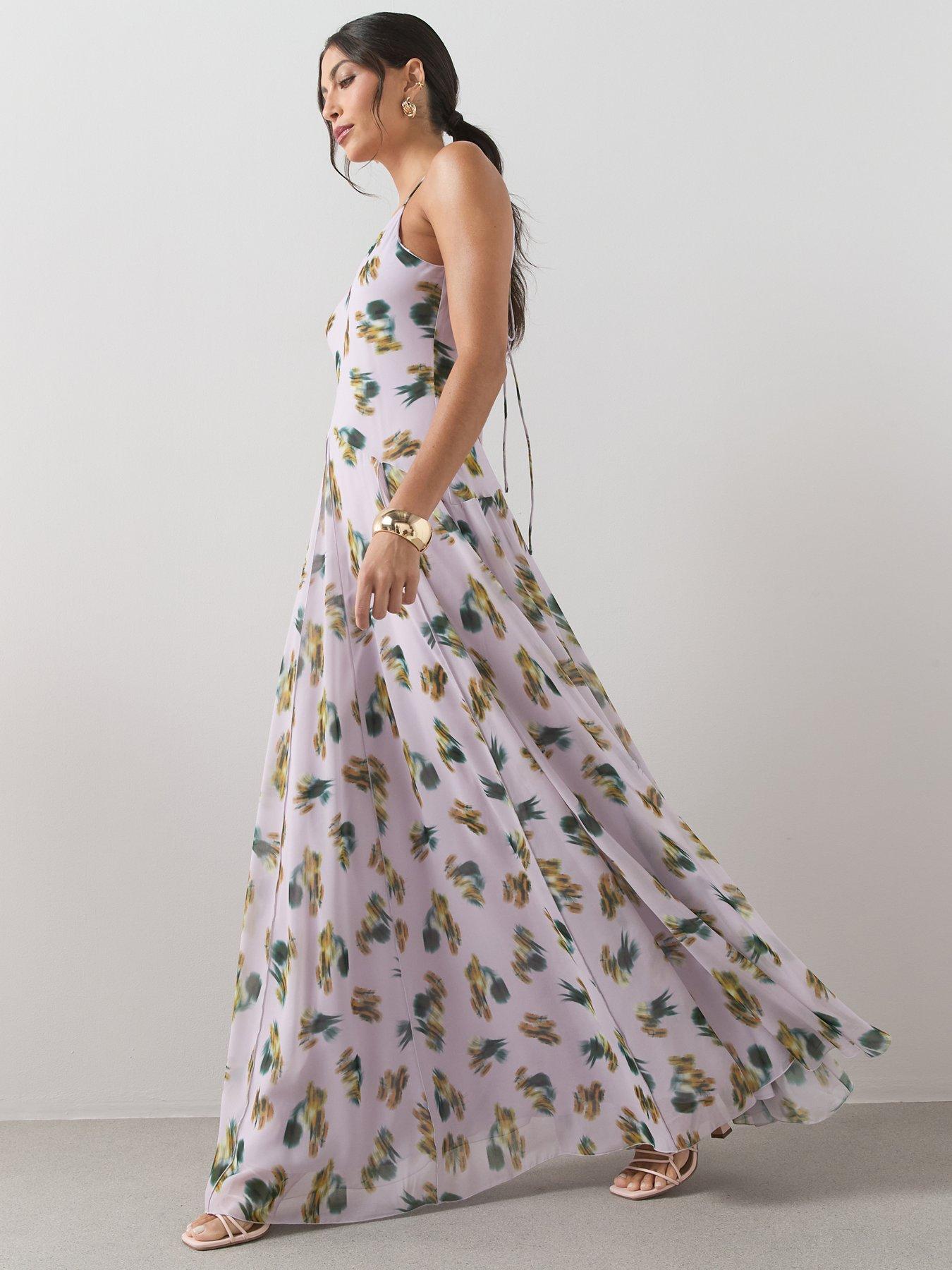 The Very Collection Strappy Printed Volume Hem Maxi Dress - Black