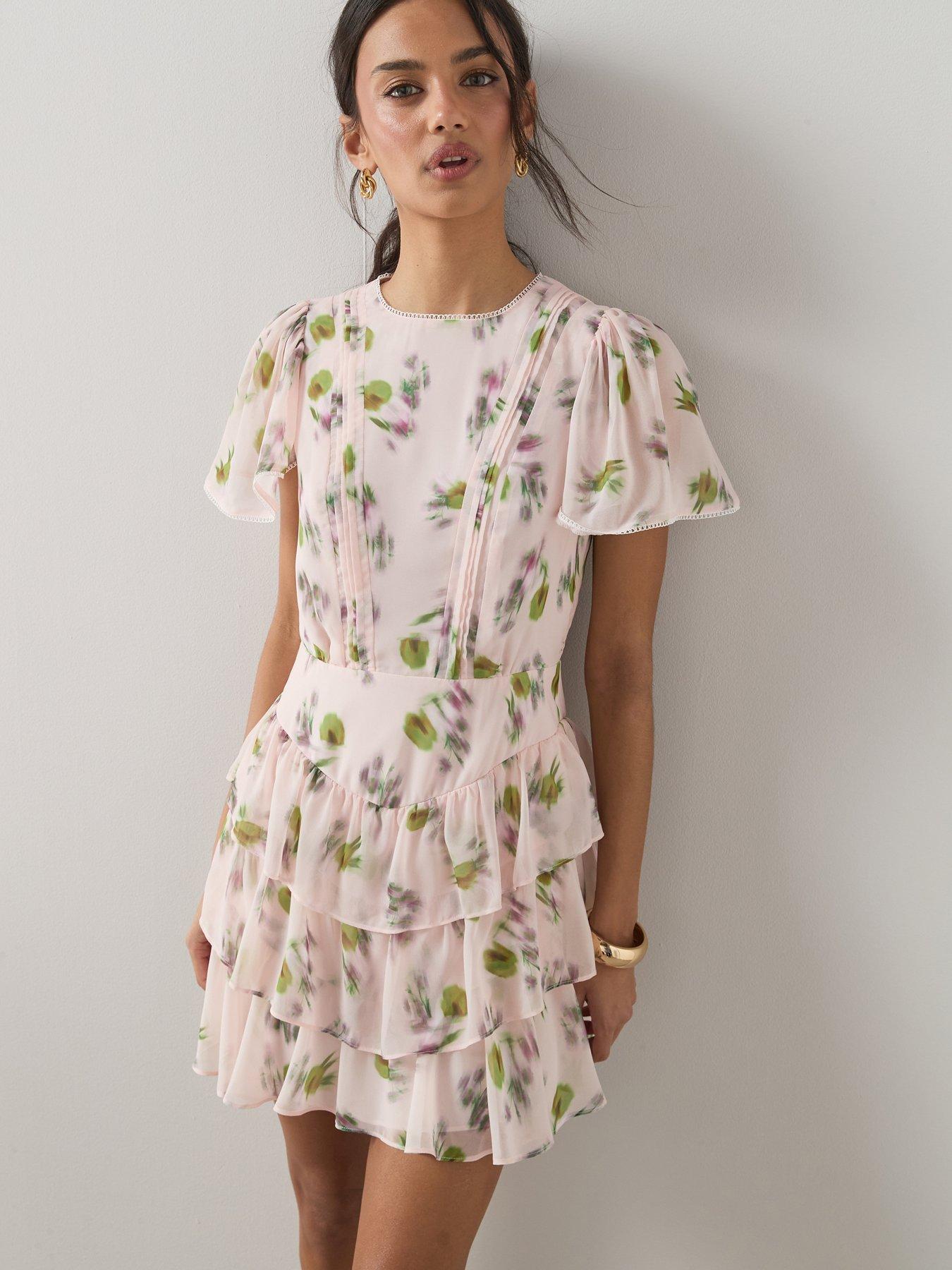 The Very Collection Printed Frill Tiered Mini Dress - Print