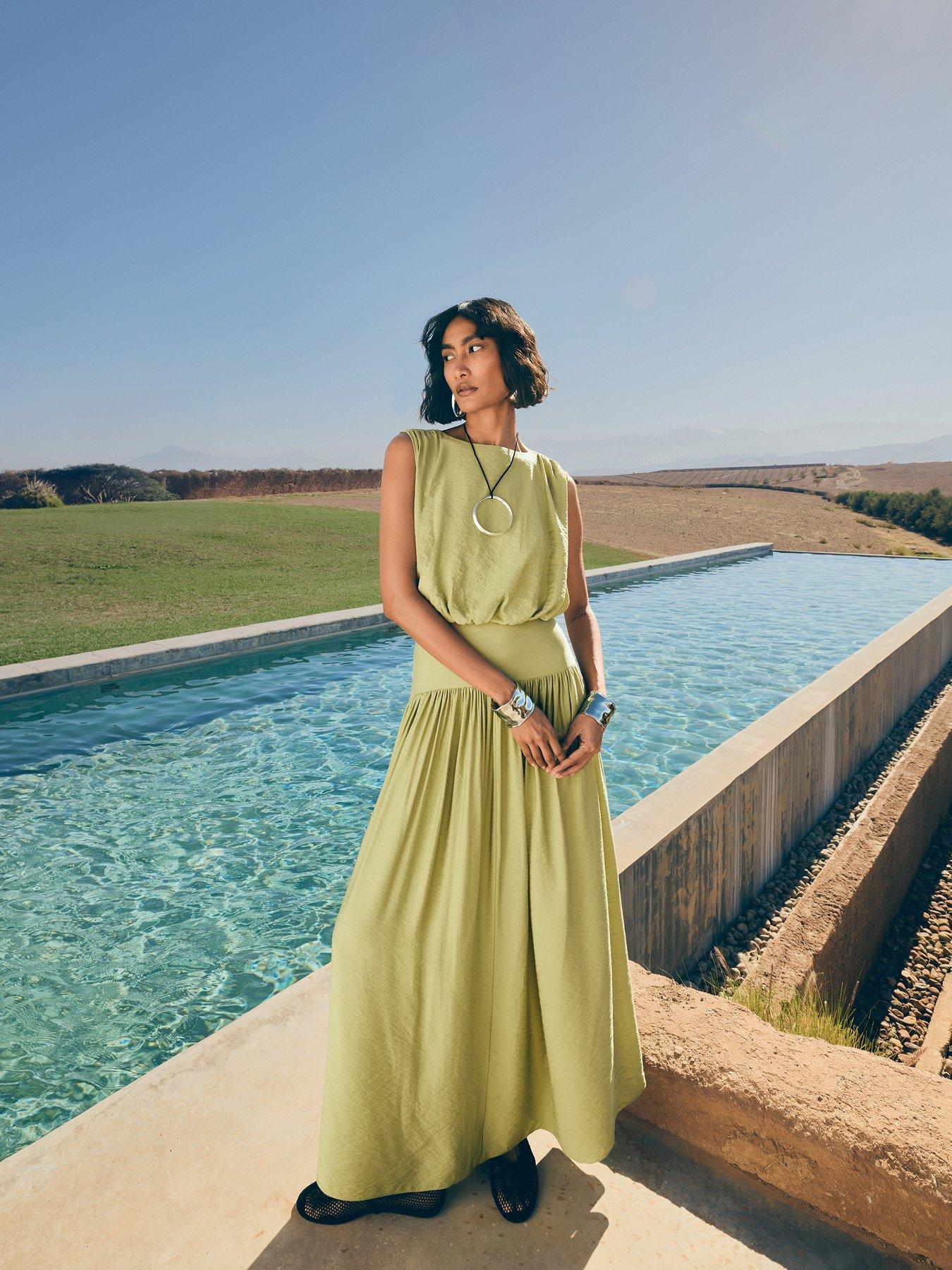 green dress very The Collection Blouson Waisted Midaxi - LC_Spring 2026