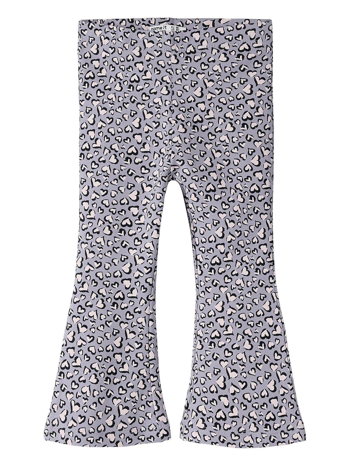 Name It Mini Girls Leopard Heart Flare Sweat Trousers - Light Purple