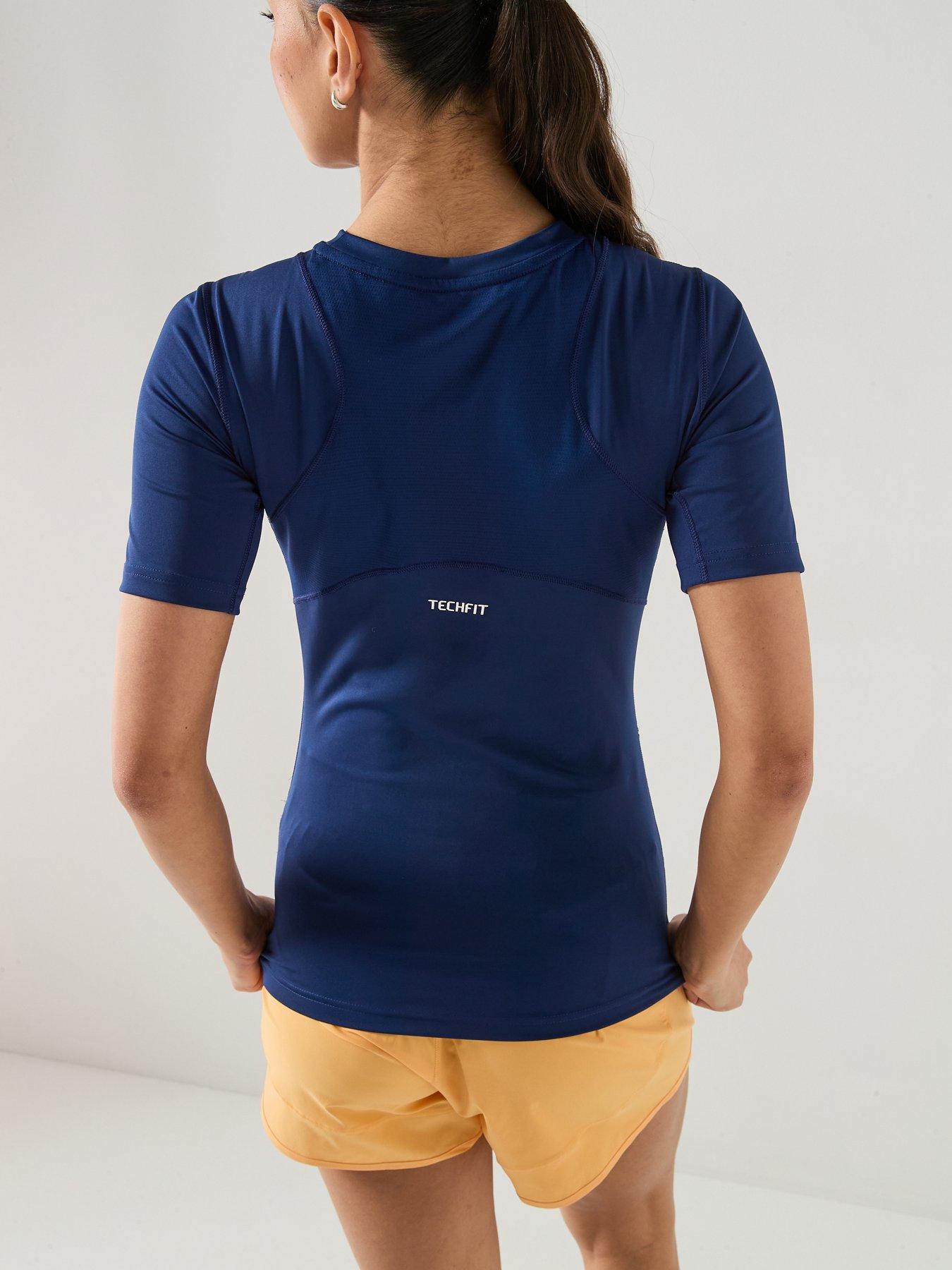 Image 2 of 6 of adidas Womens Training Techfit T-Shirt - Blue