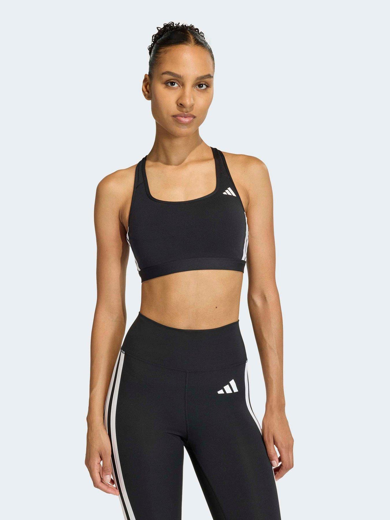 Image 1 of 7 of adidas Womens Training Workout Essentials Medium Support Bra - Black