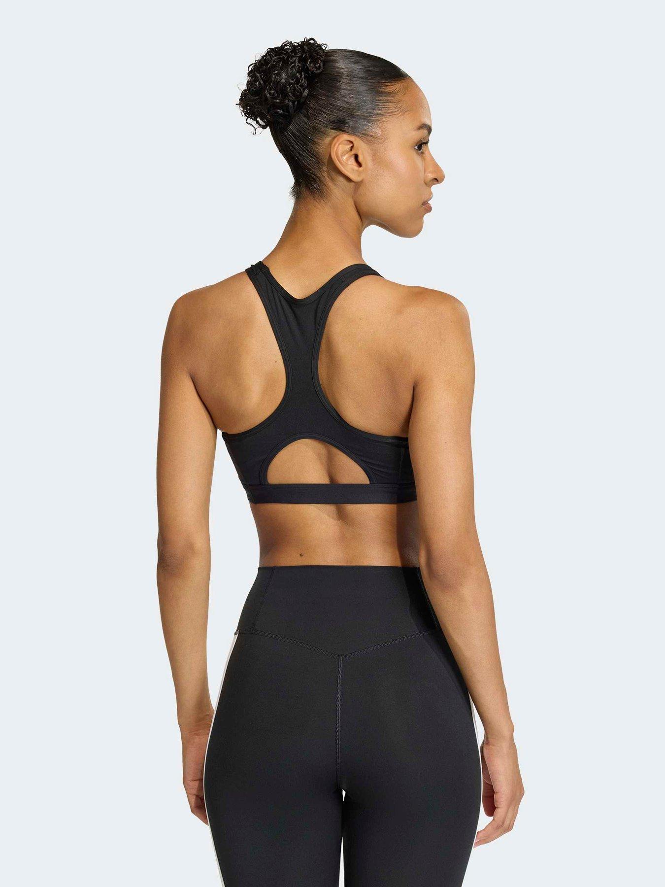 Image 2 of 7 of adidas Womens Training Workout Essentials Medium Support Bra - Black