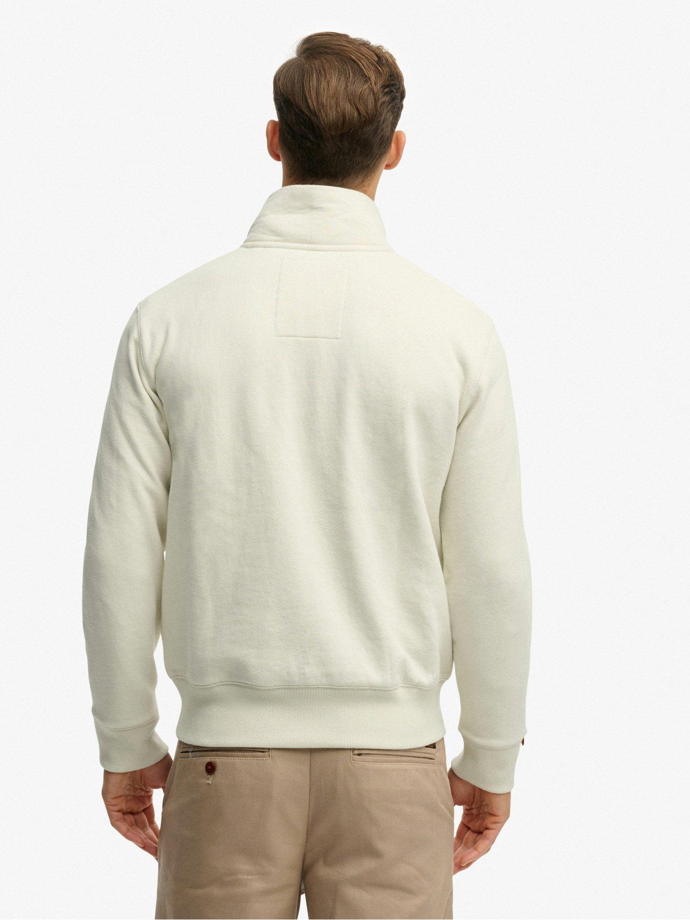 Image 2 of 7 of Superdry Essential Logo Henley 1/4 Zip Sweatshirt - Beige