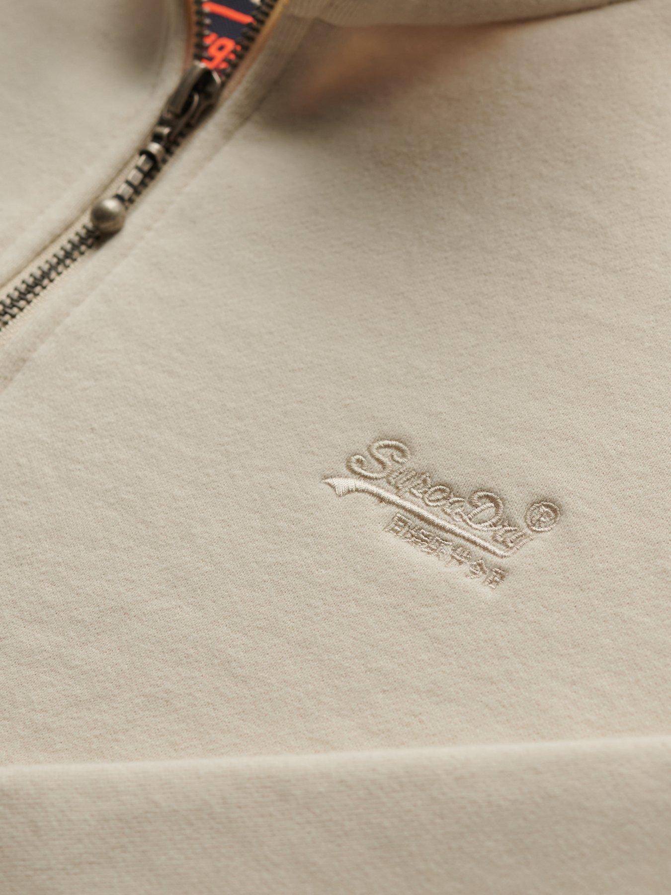 Image 5 of 7 of Superdry Essential Logo Henley 1/4 Zip Sweatshirt - Beige