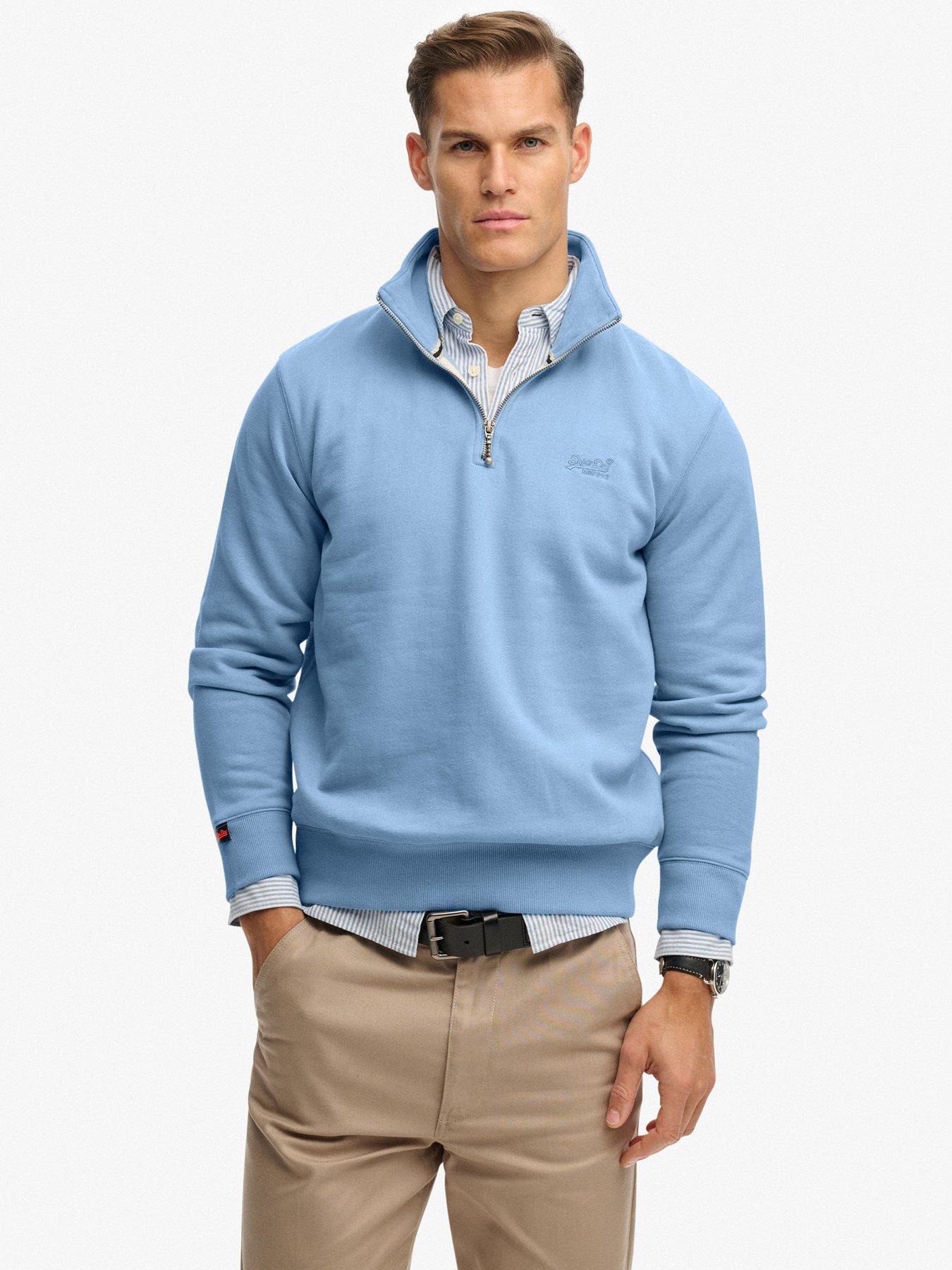 Superdry Superdry Essential Logo Henley 1/4 Zip Sweatshirt - Blue
