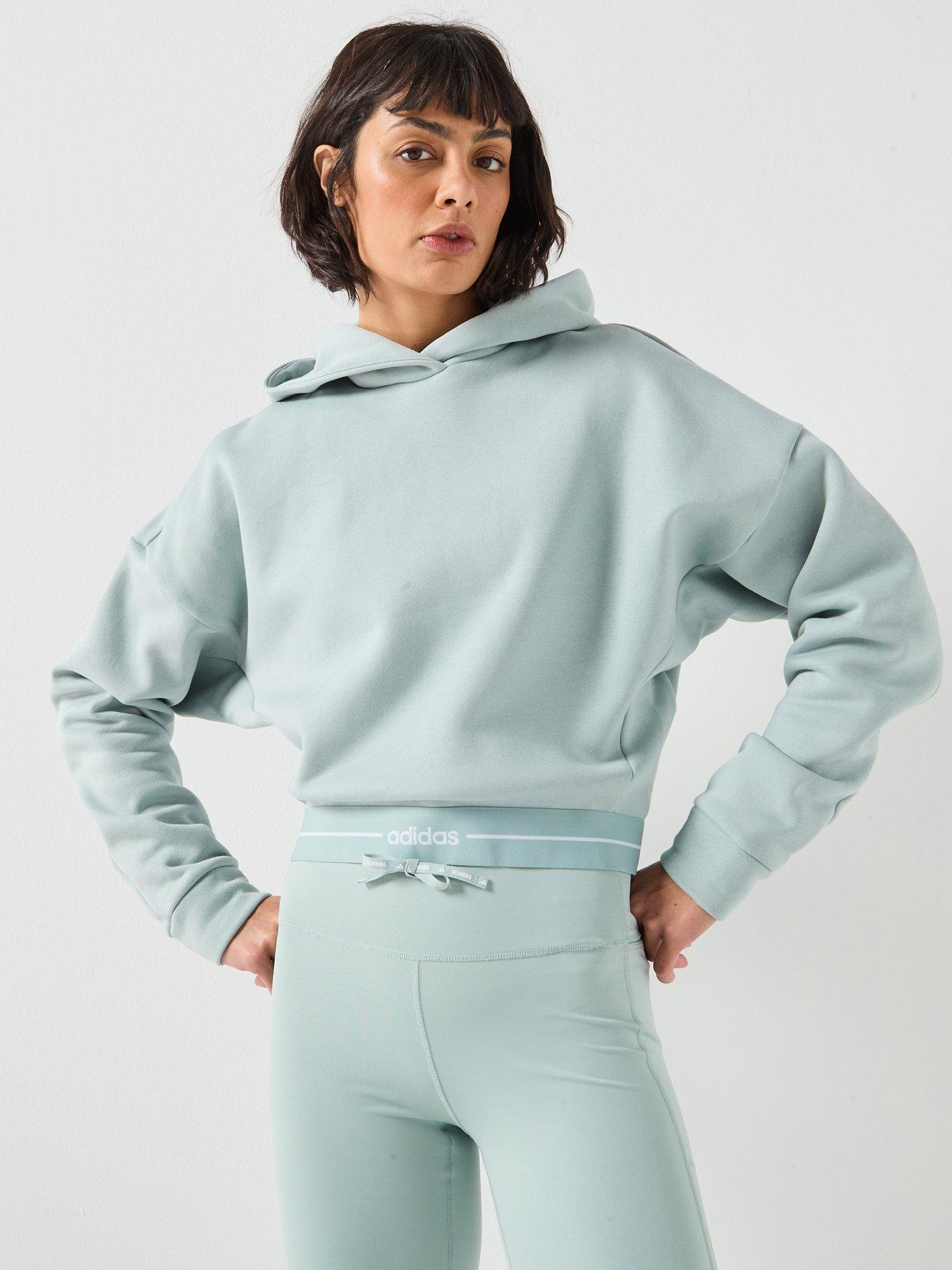 adidas Womens Training Hyperglam Linear Overhead Hoodie - Green