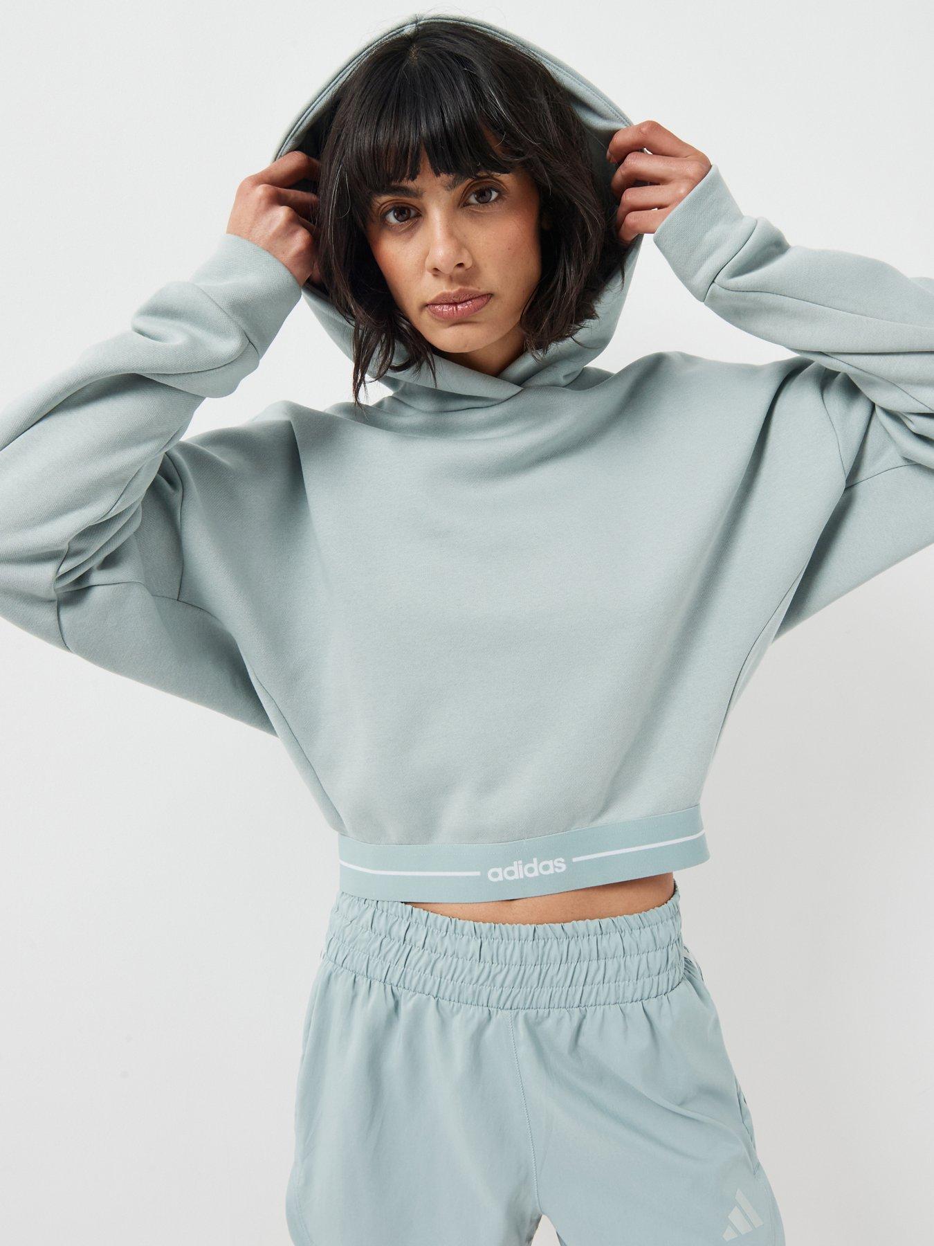 Image 1 of 6 of adidas Womens Training Hyperglam Linear Overhead Hoodie - Green