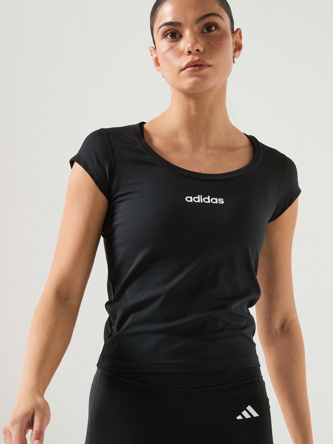 Image 5 of 5 of adidas Womens Training Hyperglam Linear T-Shirt - Black