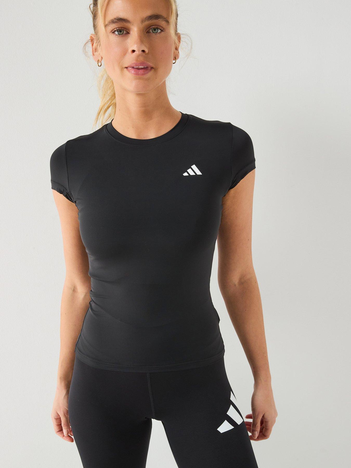 Image 1 of 6 of adidas Womens Training Workout Essentials Plus T-Shirt - Black