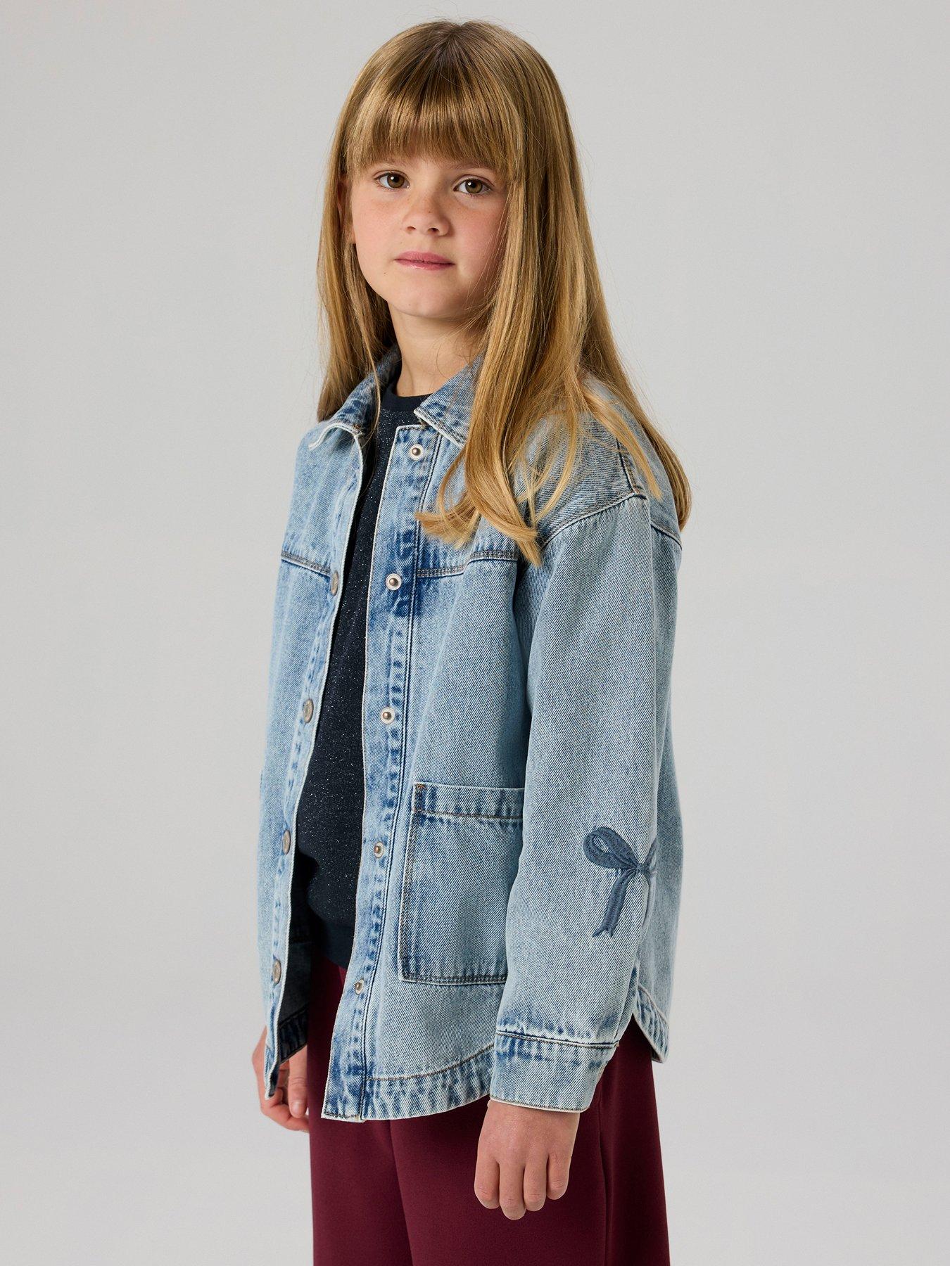 Name It Girls Bow Embroidered Denim Jacket - Blue