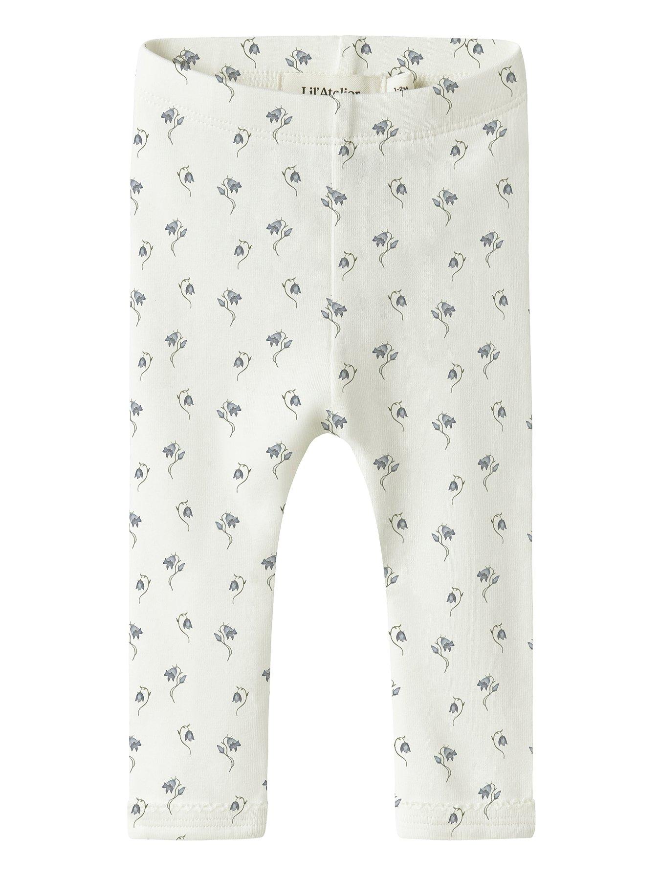 Lil Atelier Baby Girls Floral Leggings - Light Cream
