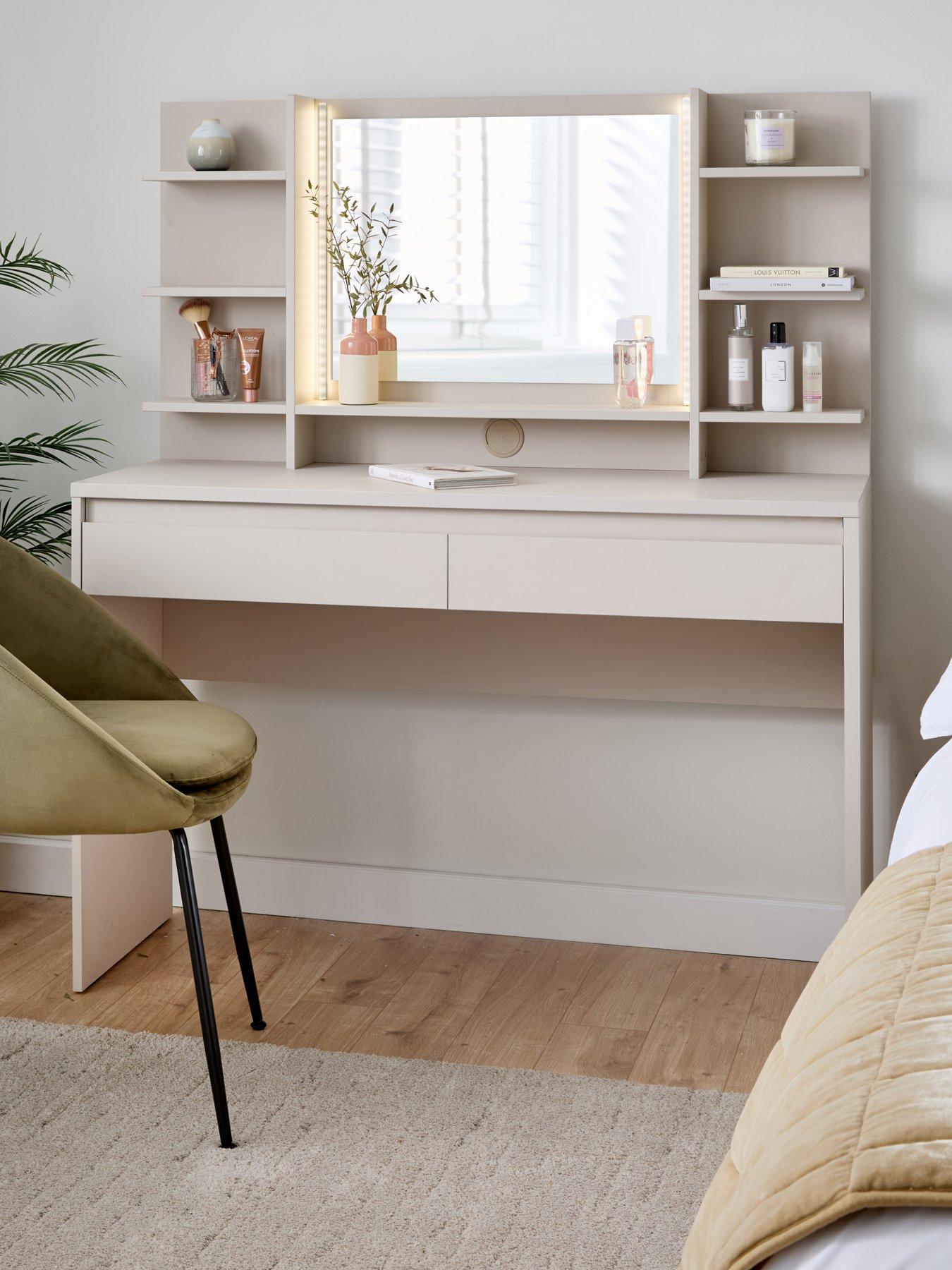 The Very Collection Lisson Lit Dressing Table with Mirror - Oatmeal - FSC® Certified