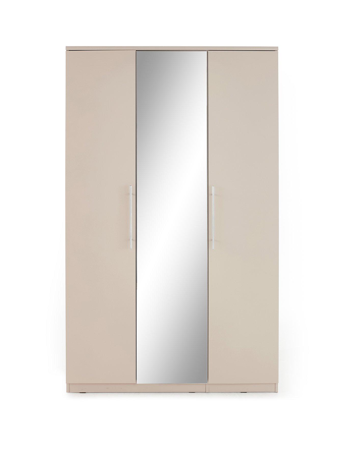 Image 2 of 7 of The Very Collection Prague 3 Door Mirrored Wardrobe - Oatmeal