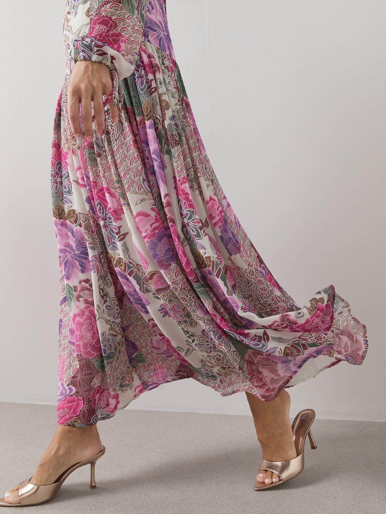 Image 5 of 6 of The Very Collection Floral Georgette Button Through Midaxi Dress - Print