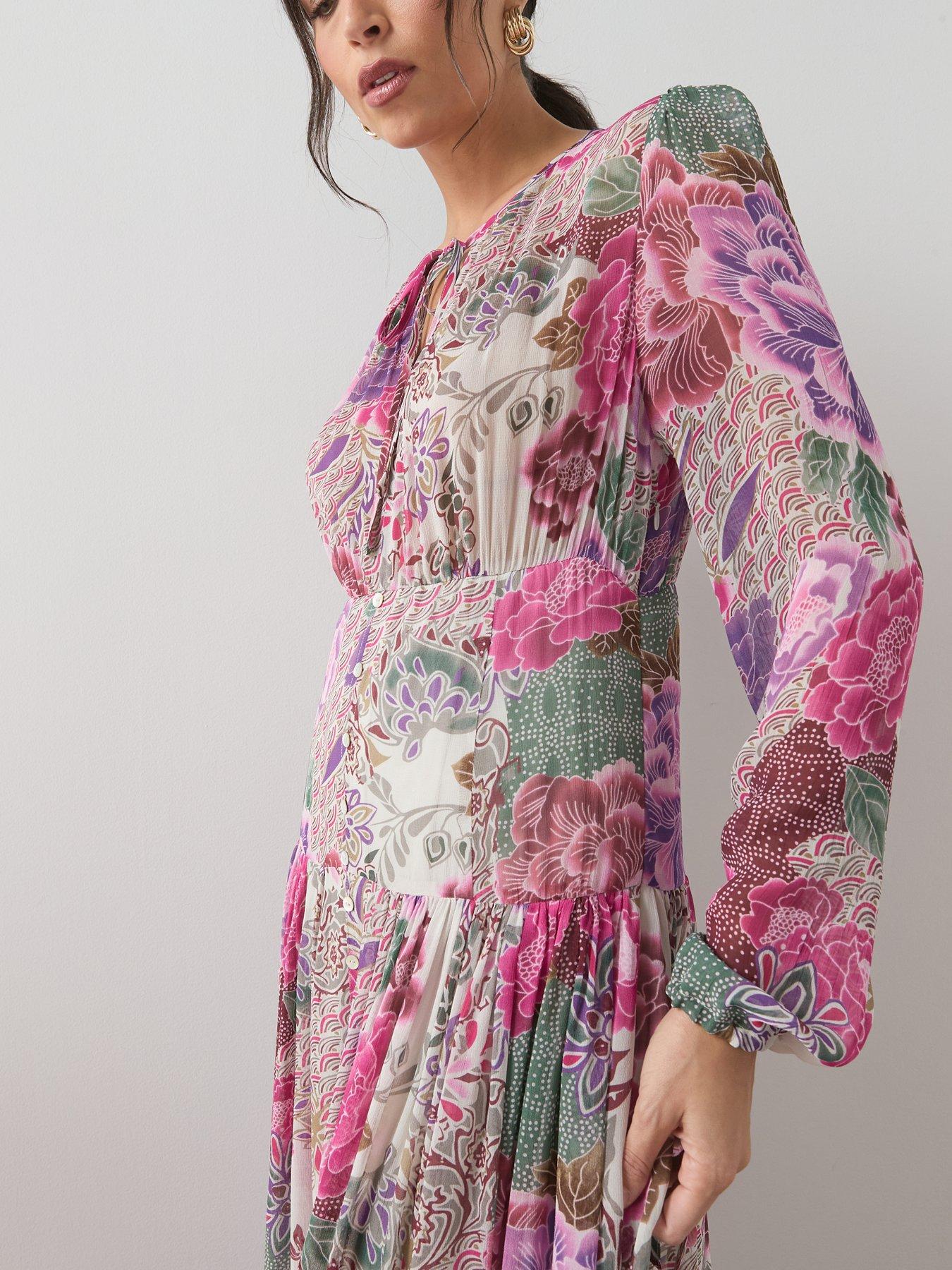 Image 6 of 6 of The Very Collection Floral Georgette Button Through Midaxi Dress - Print