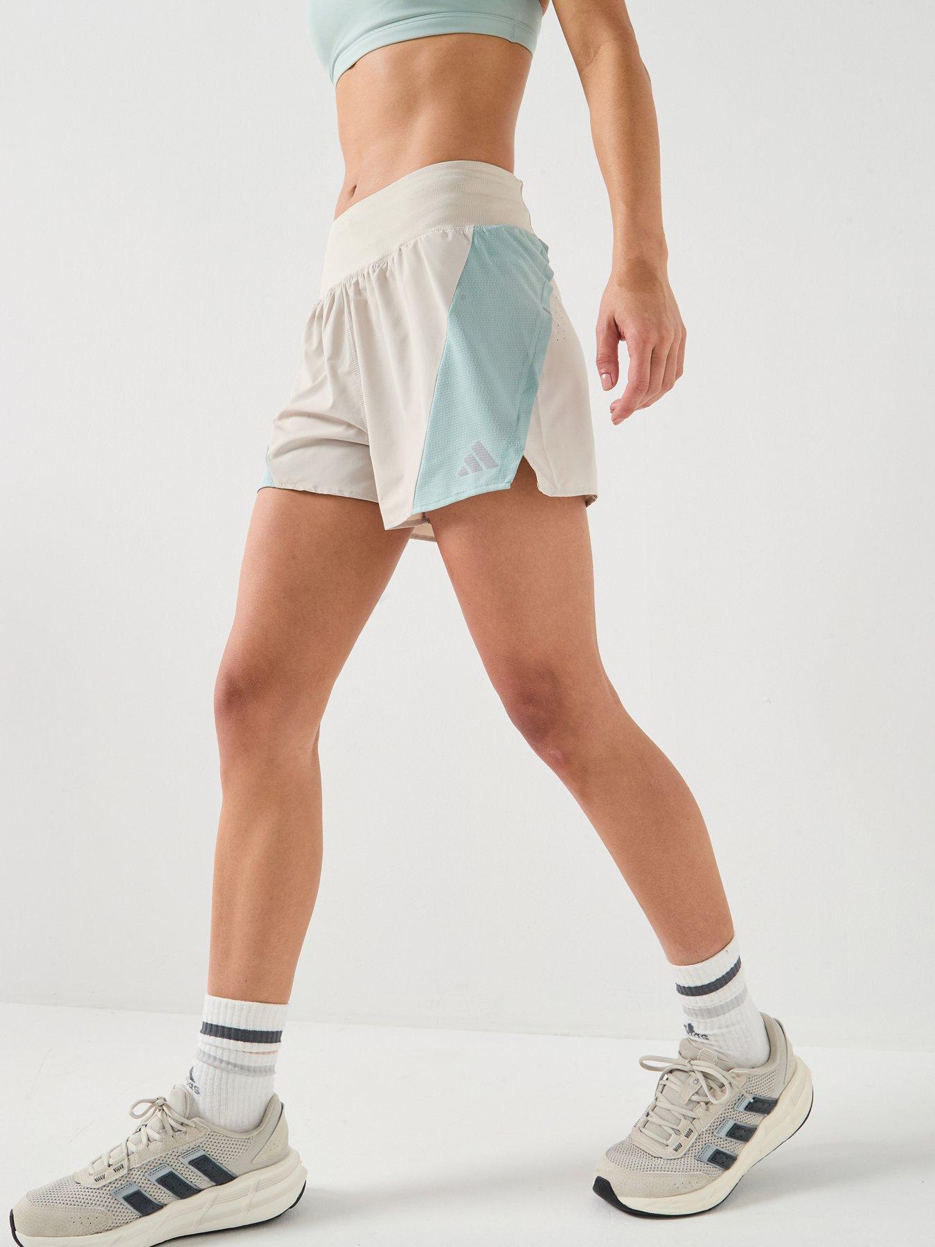 adidas Womens Running Breezy 4 Inch Shorts, Beige, Size S, Women