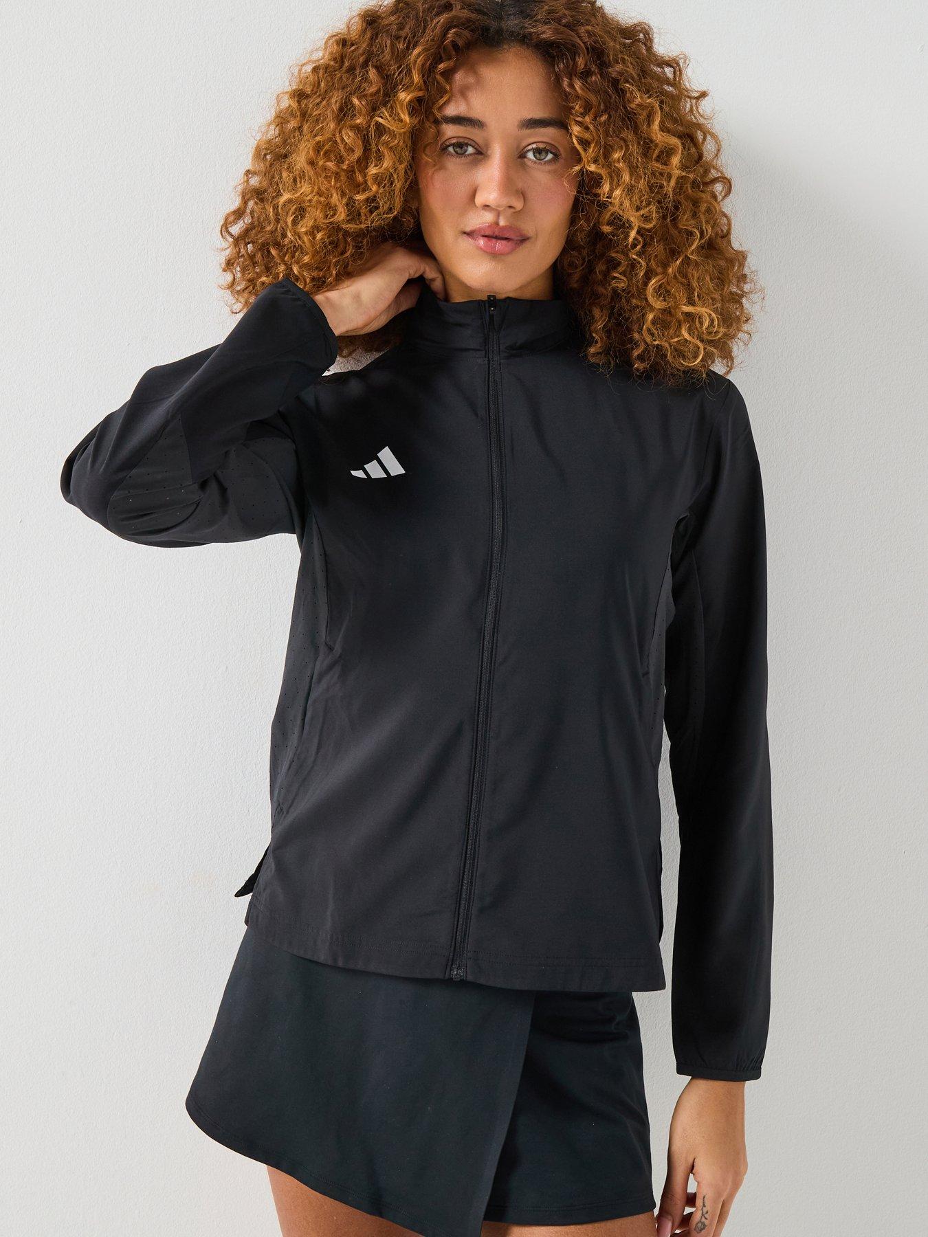 adidas Womens Running Adizero Essentials Jacket, Black, Size M, Women
