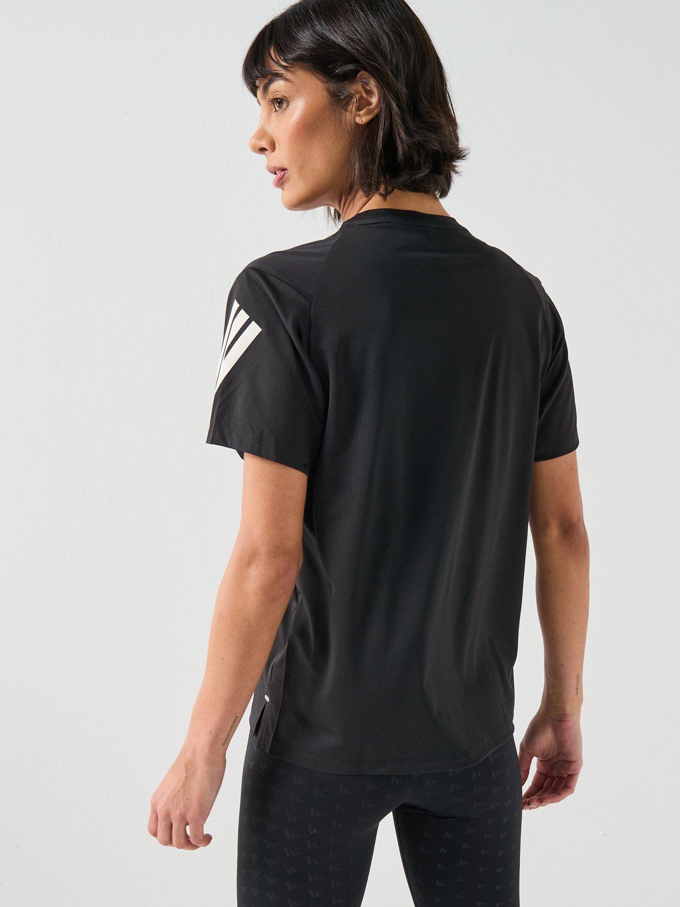 adidas Womens Running Adi365 Iconic Stripes T-Shirt - Black | Very