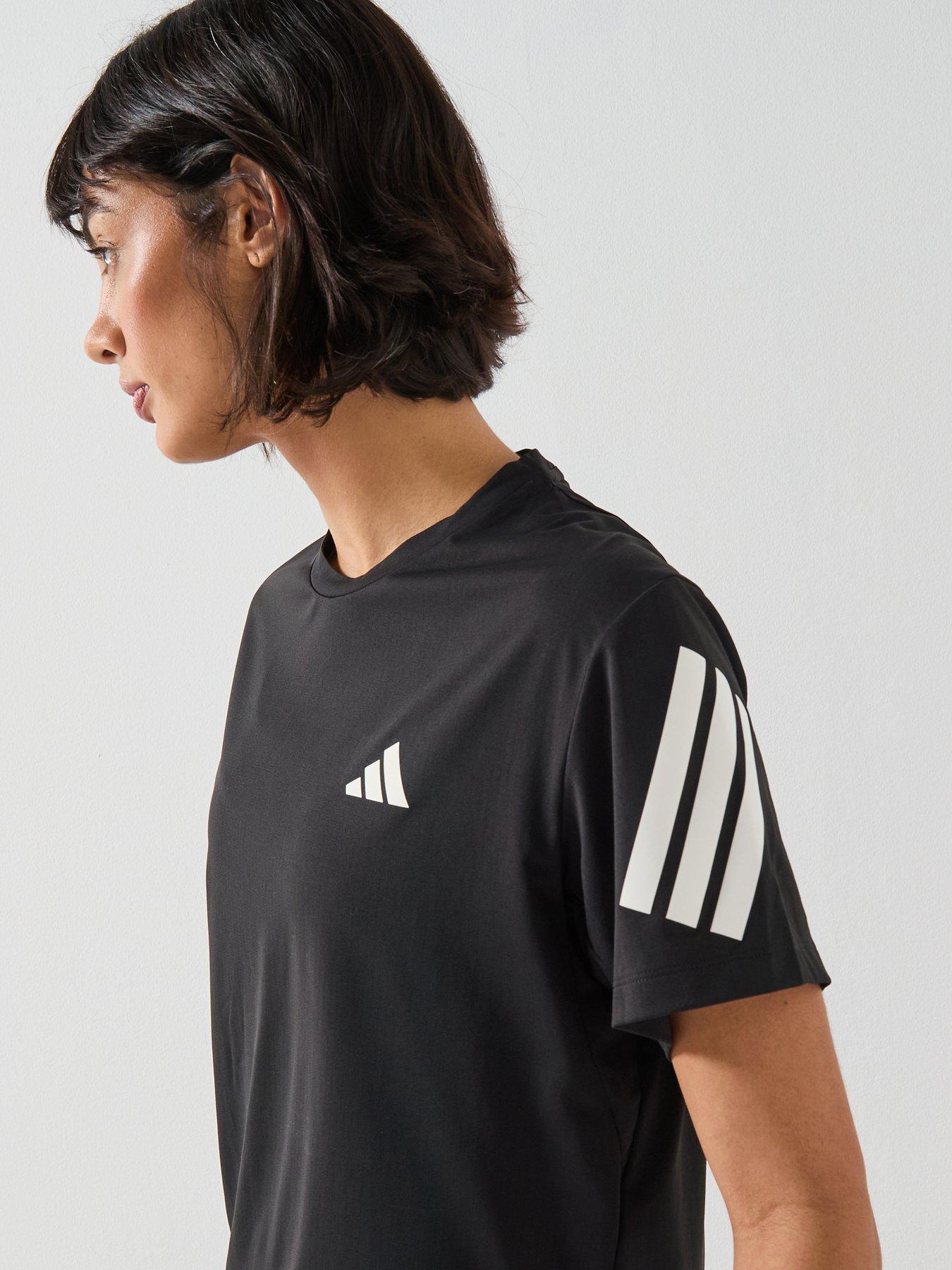 adidas Womens Running Adi365 Iconic Stripes T-Shirt - Black | Very