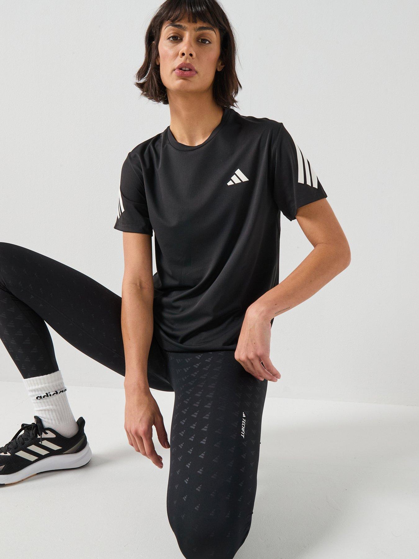 adidas Womens Running Adi365 Iconic Stripes T-Shirt - Black | Very