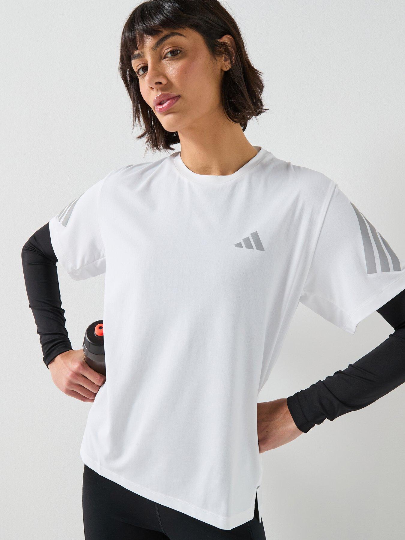 adidas Womens Running Adi365 Iconic Stripes T-Shirt, White, Size S, Women